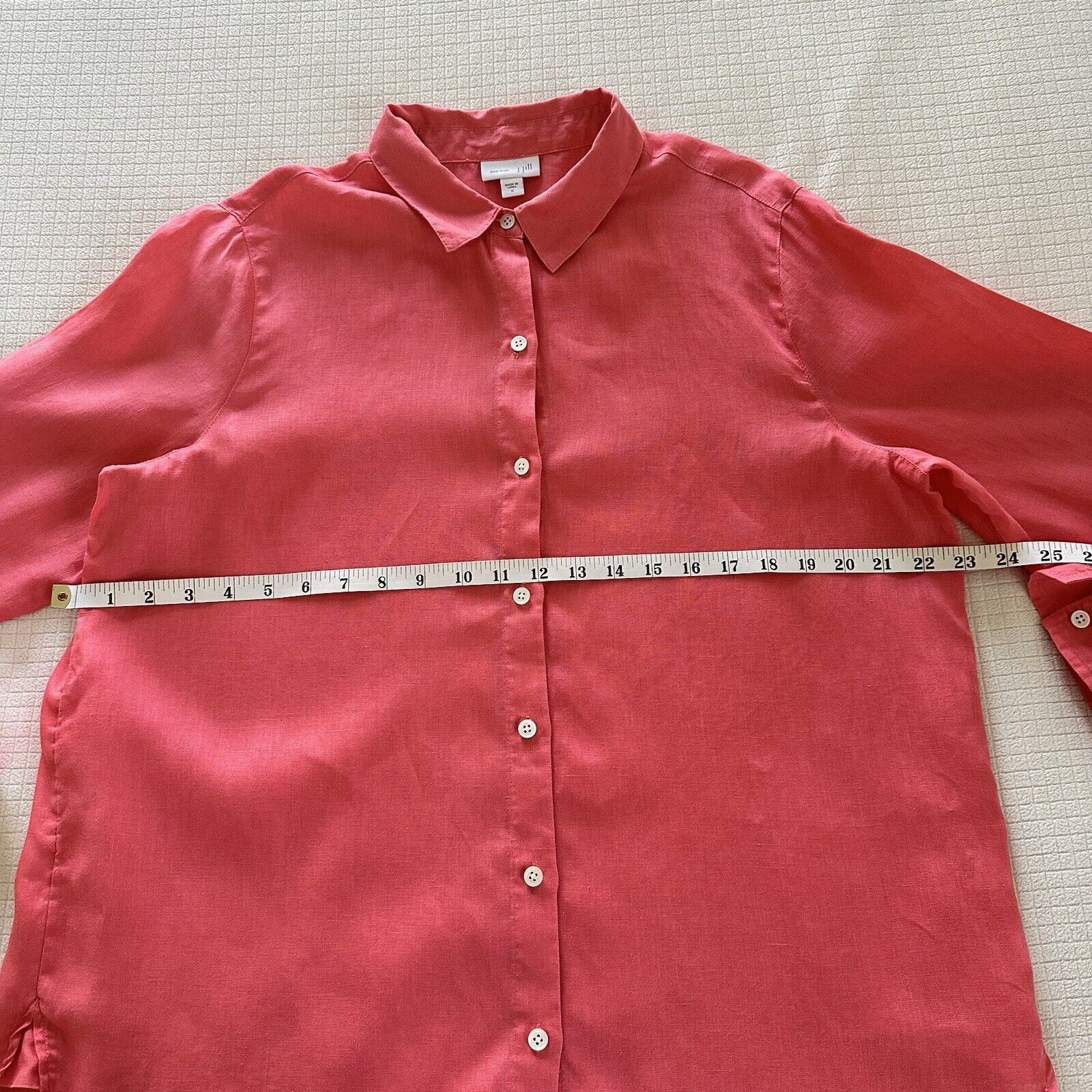 J. Jill J.Jill Women Linen Essential Shirt Button Down Coral Size M Size M / US 6-8 / IT 42-44 - 11 Thumbnail