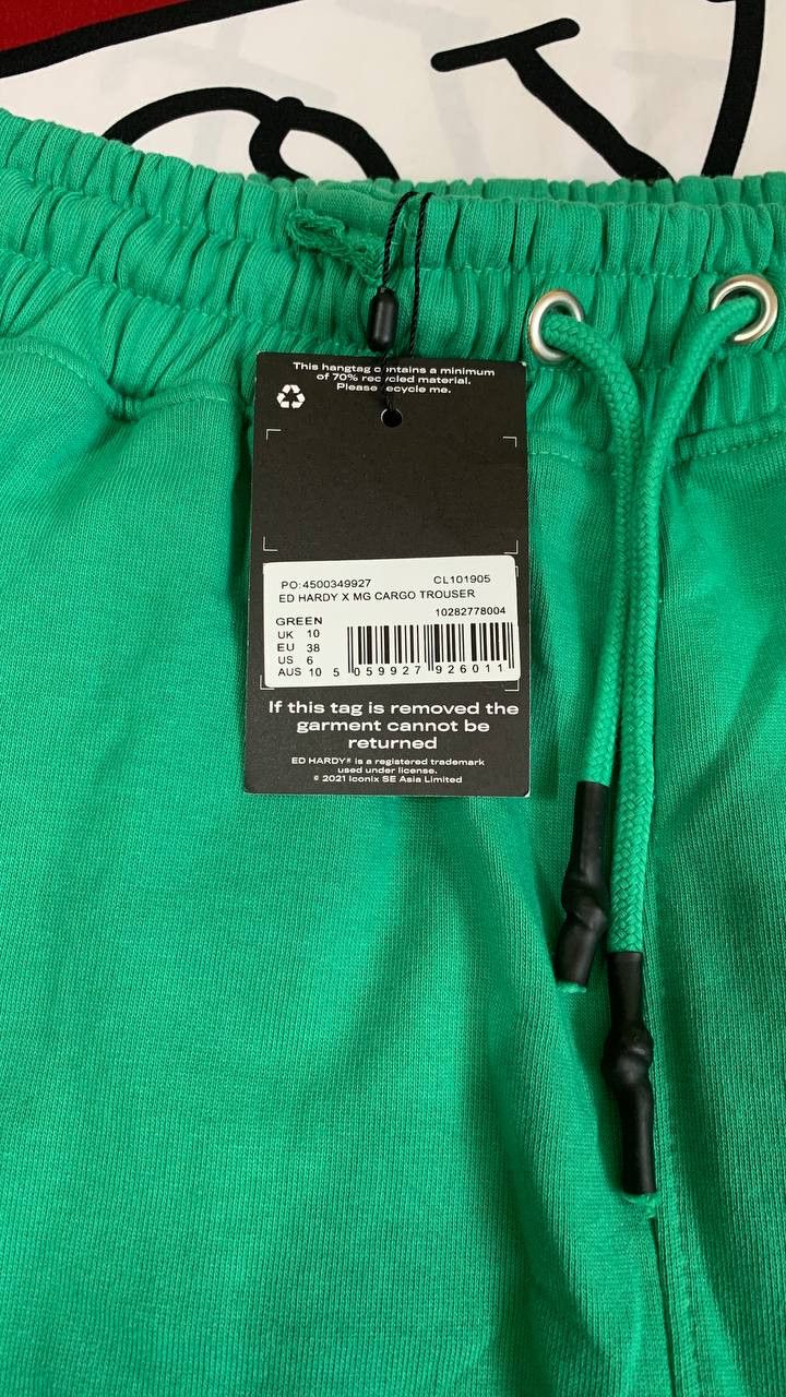 Ed Hardy × Missguided Ed Hardy Missguided women pants with bondage in green y2k Size 28" / US 6 / IT 42 - 6 Thumbnail