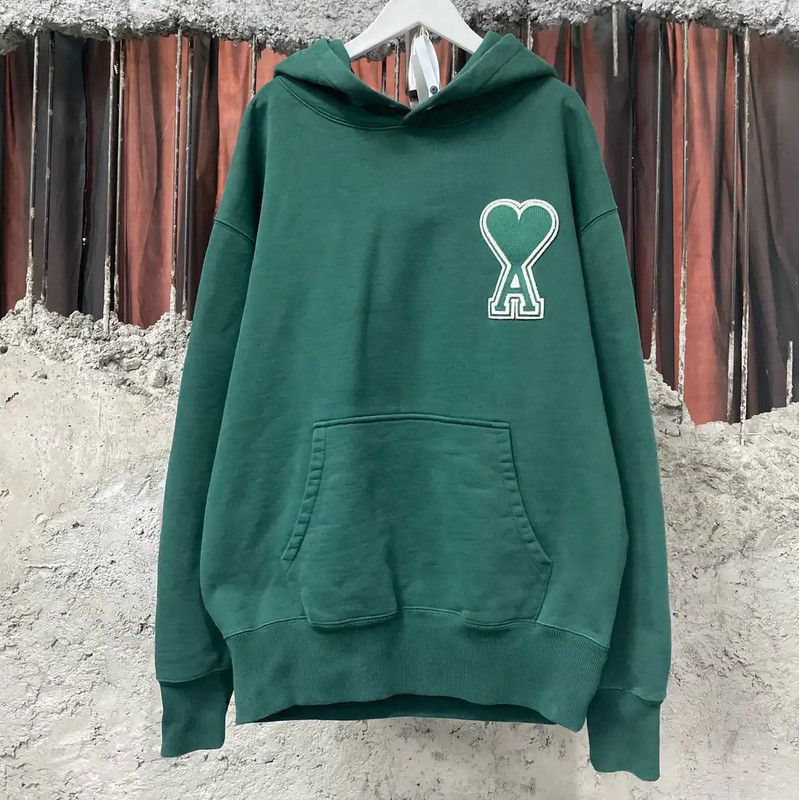 AMI AMI Long Sleeve Hoodie in Green 0089 Size L / US 10 / IT 46 - 1 Thumbnail