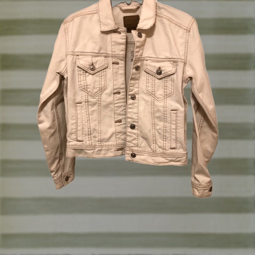 American Eagle Outfitters VINTAGE? No — American Eagle Outfitters Boyfriend Denim Jean Jacket XS Cream Women Jacket Size 26" / US 2 / IT 38 - 1 Thumbnail