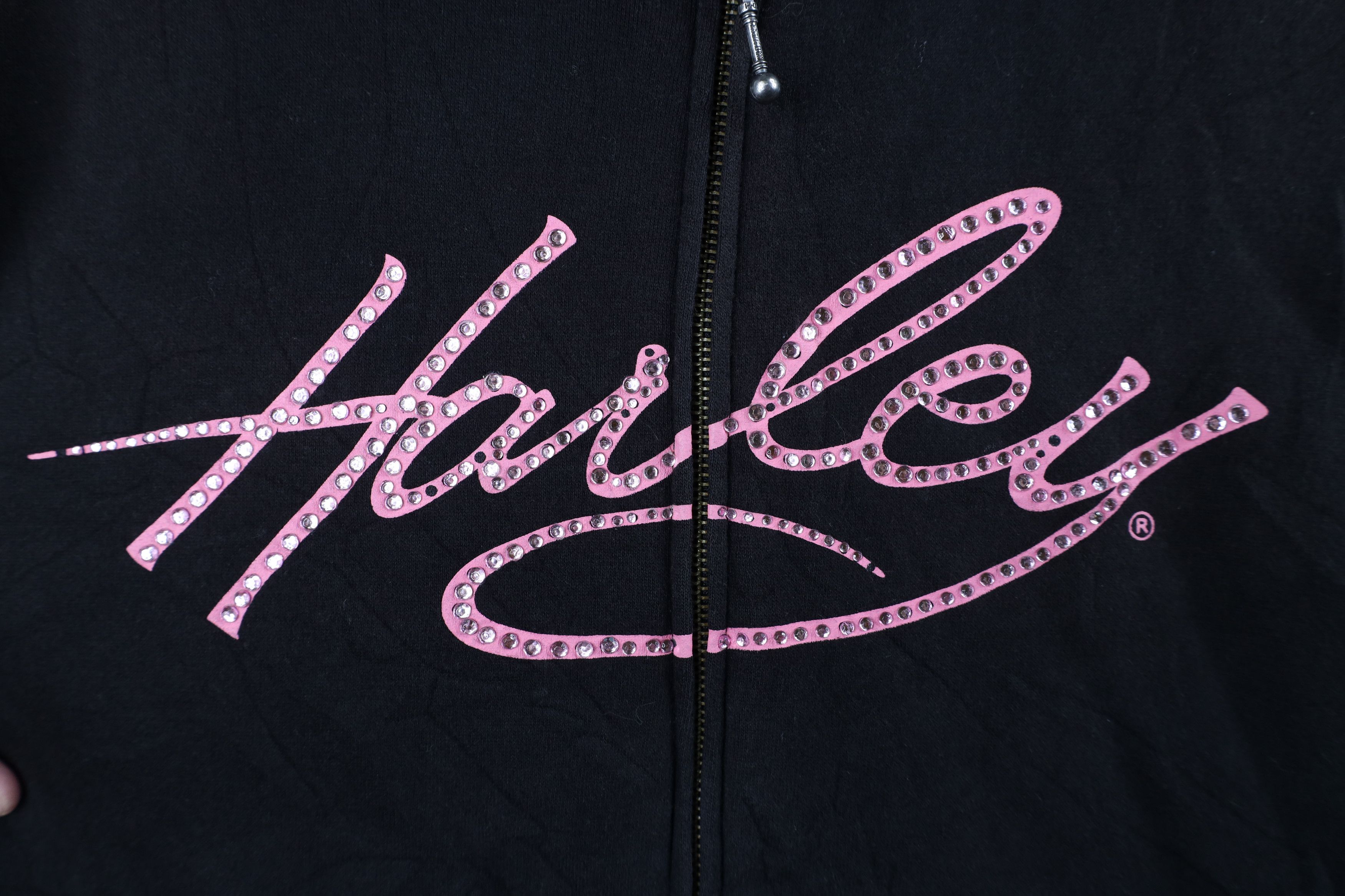 Harley Davidson Vintage Y2K Harley Davidson Sequin Script Full Zip Hoodie Size XL / US 12-14 / IT 48-50 - 4 Thumbnail