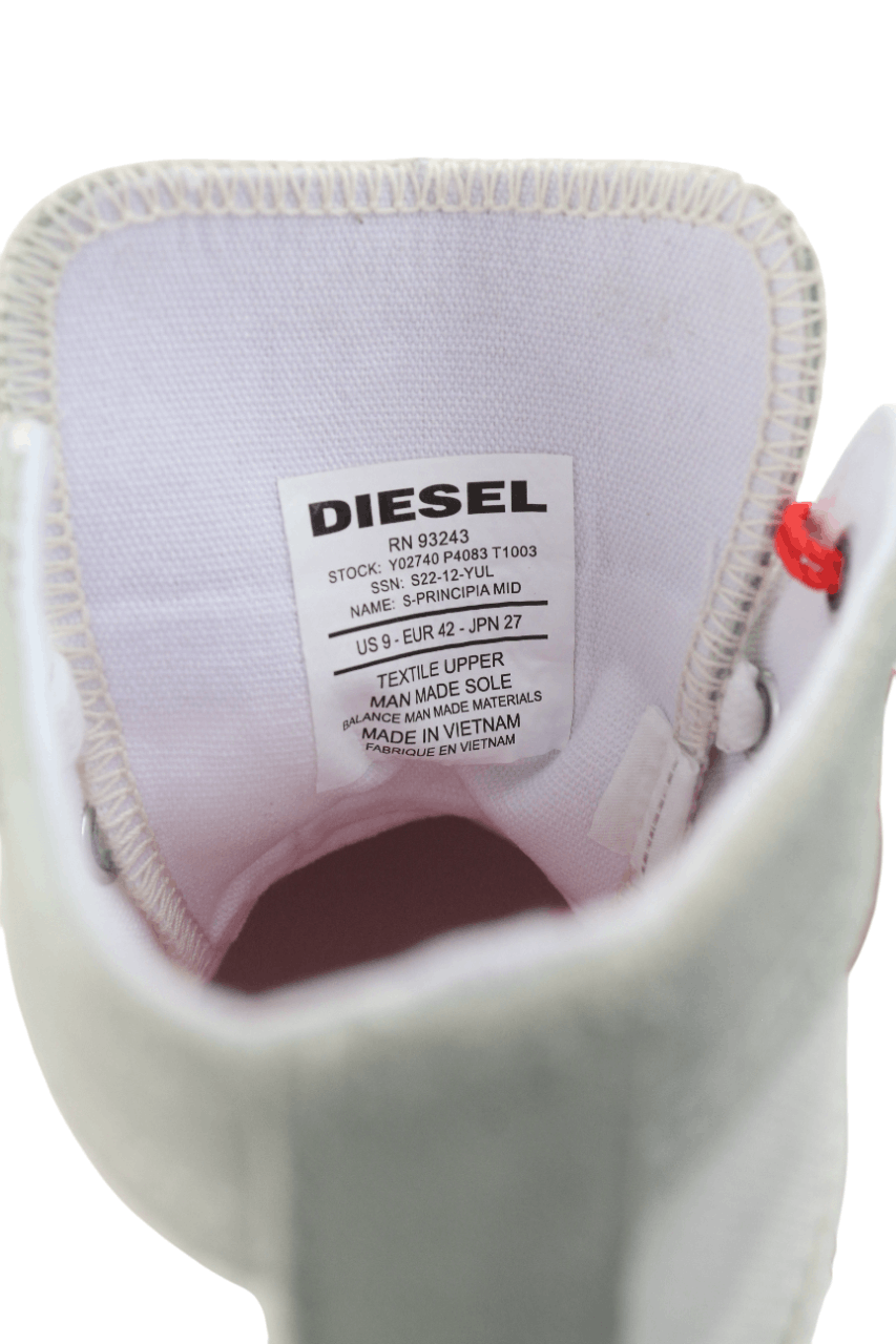 Diesel S-PRINCIPIA MID EU42 White Lace High Top Logo 40542 Size US 9 / EU 42 - 11 Thumbnail