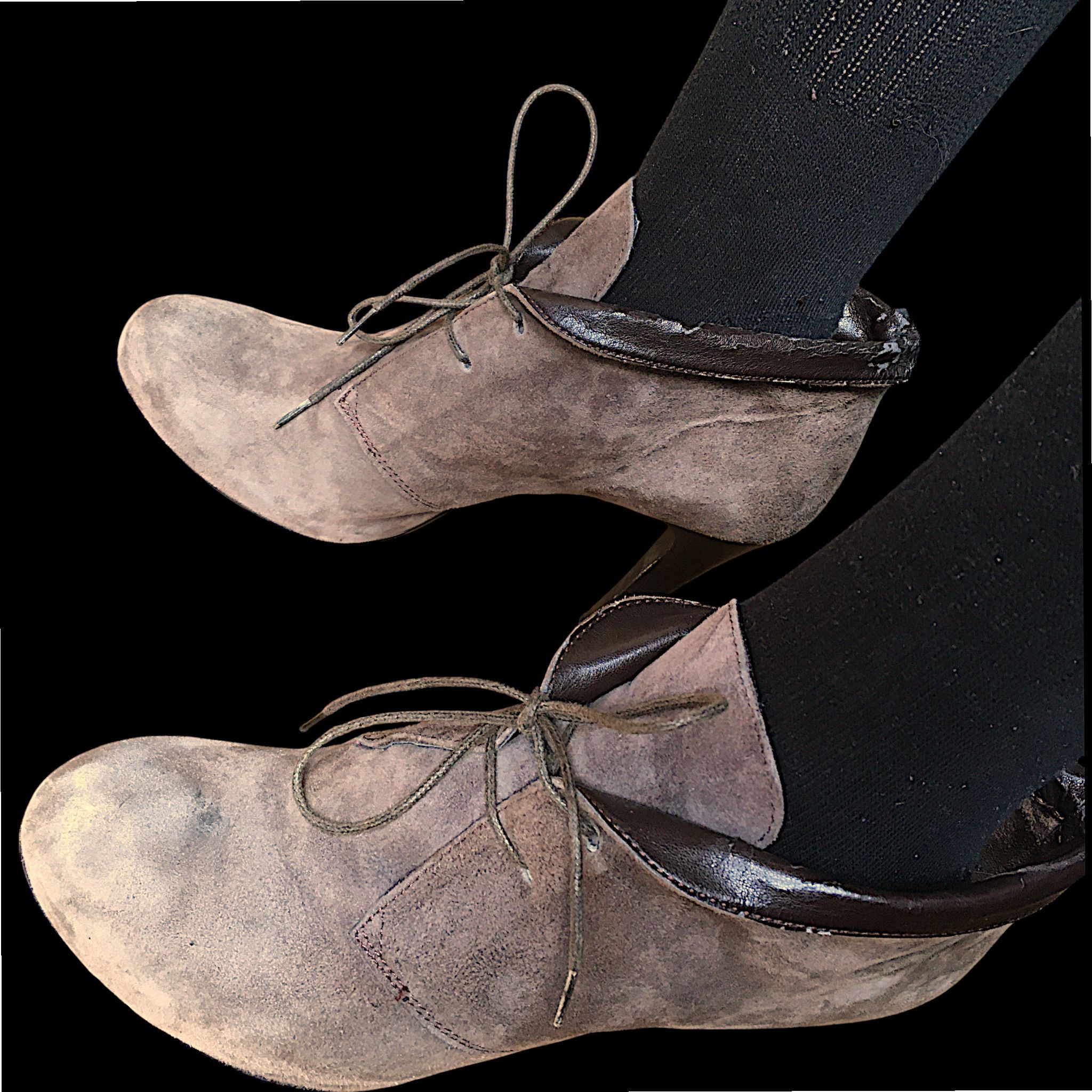 Vintage Tasca Suede Ankle Boots - Beige & Brown Leather Size US 10 / IT 40 - 13 Thumbnail