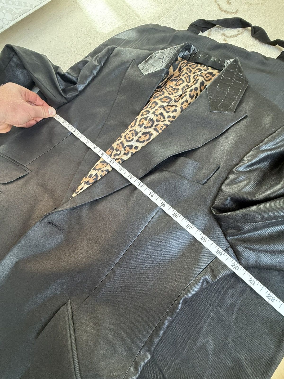 Sir Tom Baker 3k Sir Tom Baker tuxedo leather Fuck you leopard suit jacket Size 38R - 5 Thumbnail