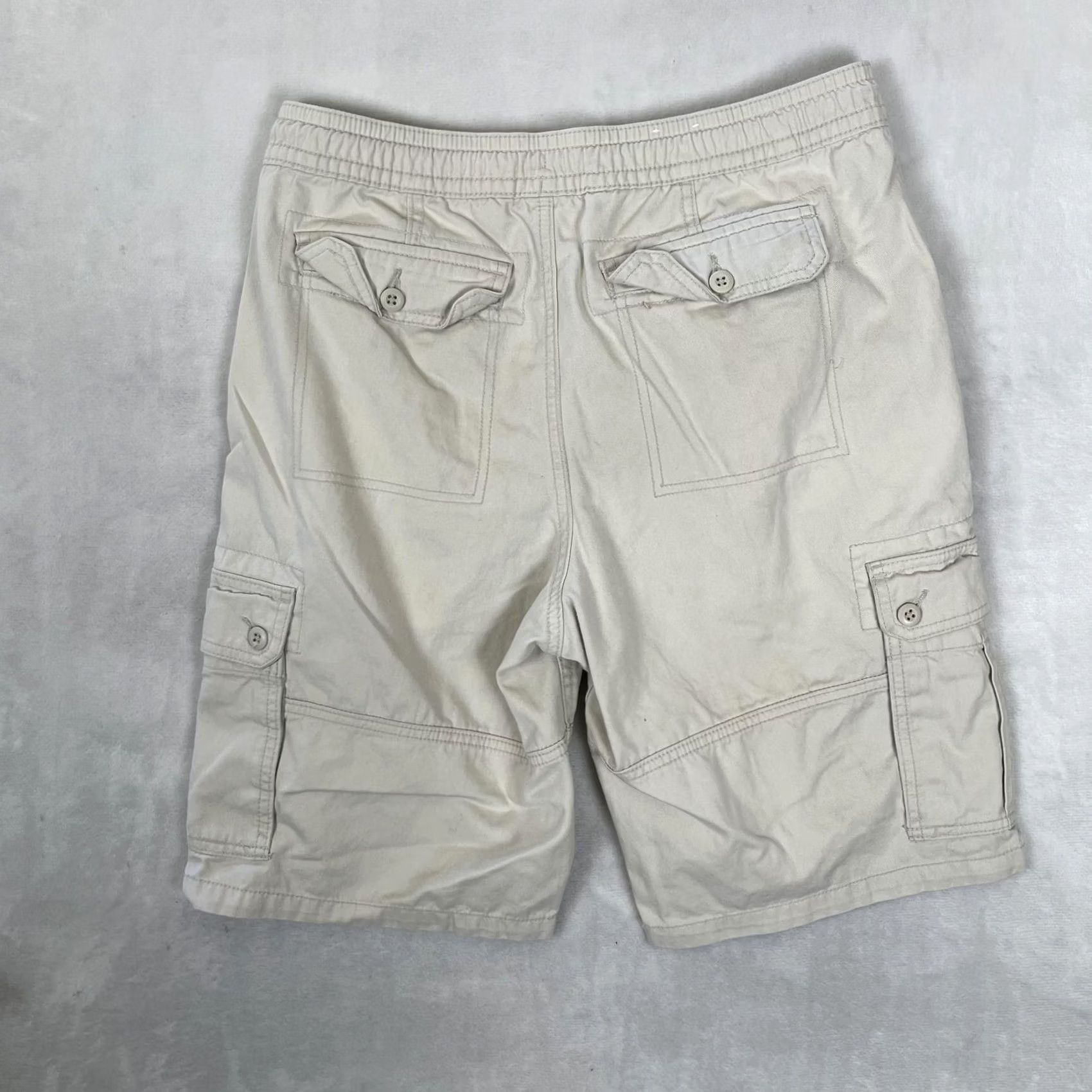 Mossimo VINTAGE Mossimo Supply Co Cargo Shorts Mens S Beige Elastic Waist Y2K Size US 29 - 6 Thumbnail