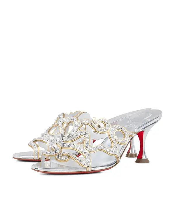 Christian Louboutin o1bcso1str0825 Octomule Embellished Mules 70 in Silver Size US 8 / IT 38 - 2 Thumbnail