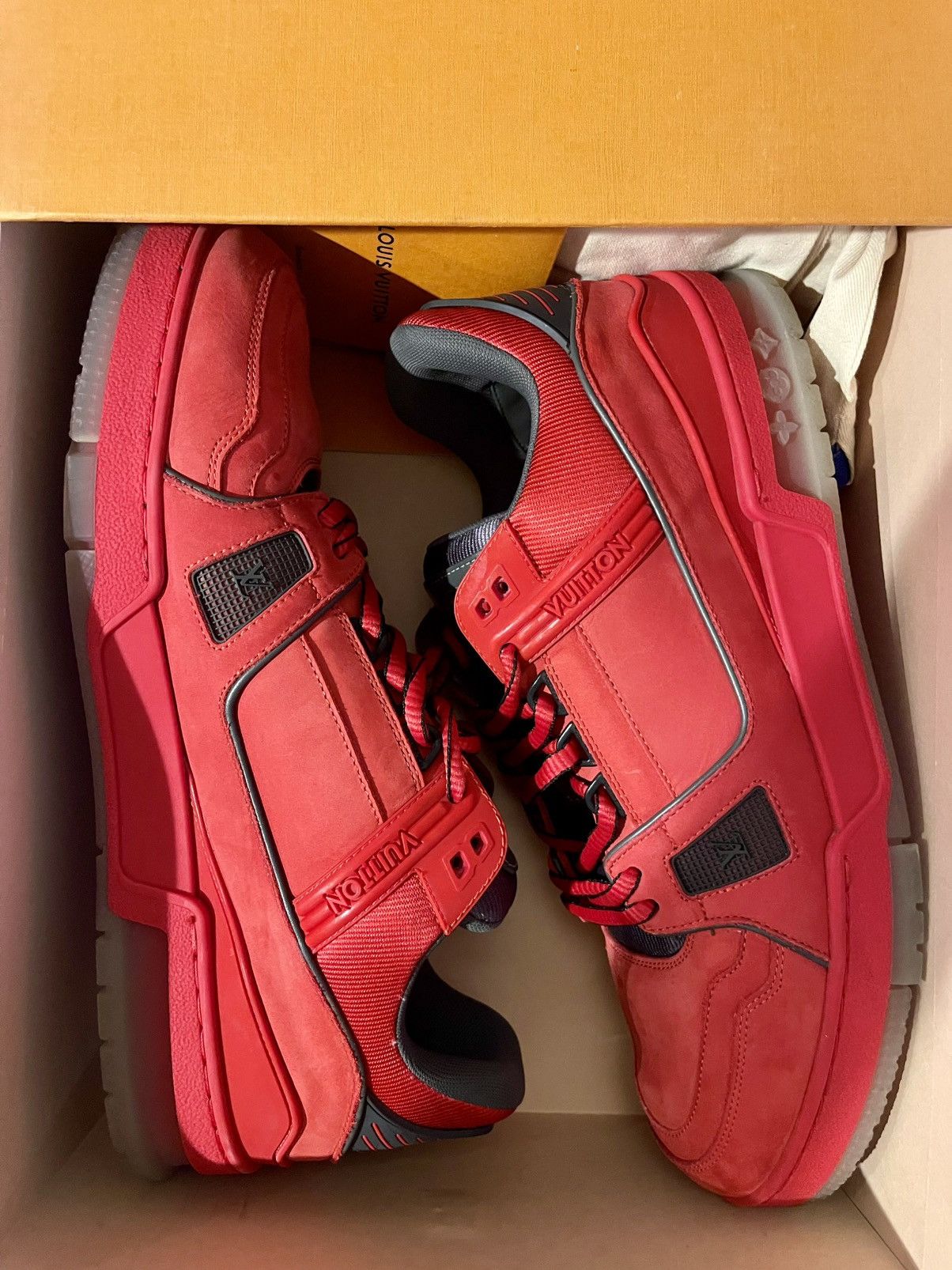 Louis Vuitton Louis Vuitton 408 Trainer Low Top Virgil Red Grey Size US 10 / EU 43 - 7 Thumbnail