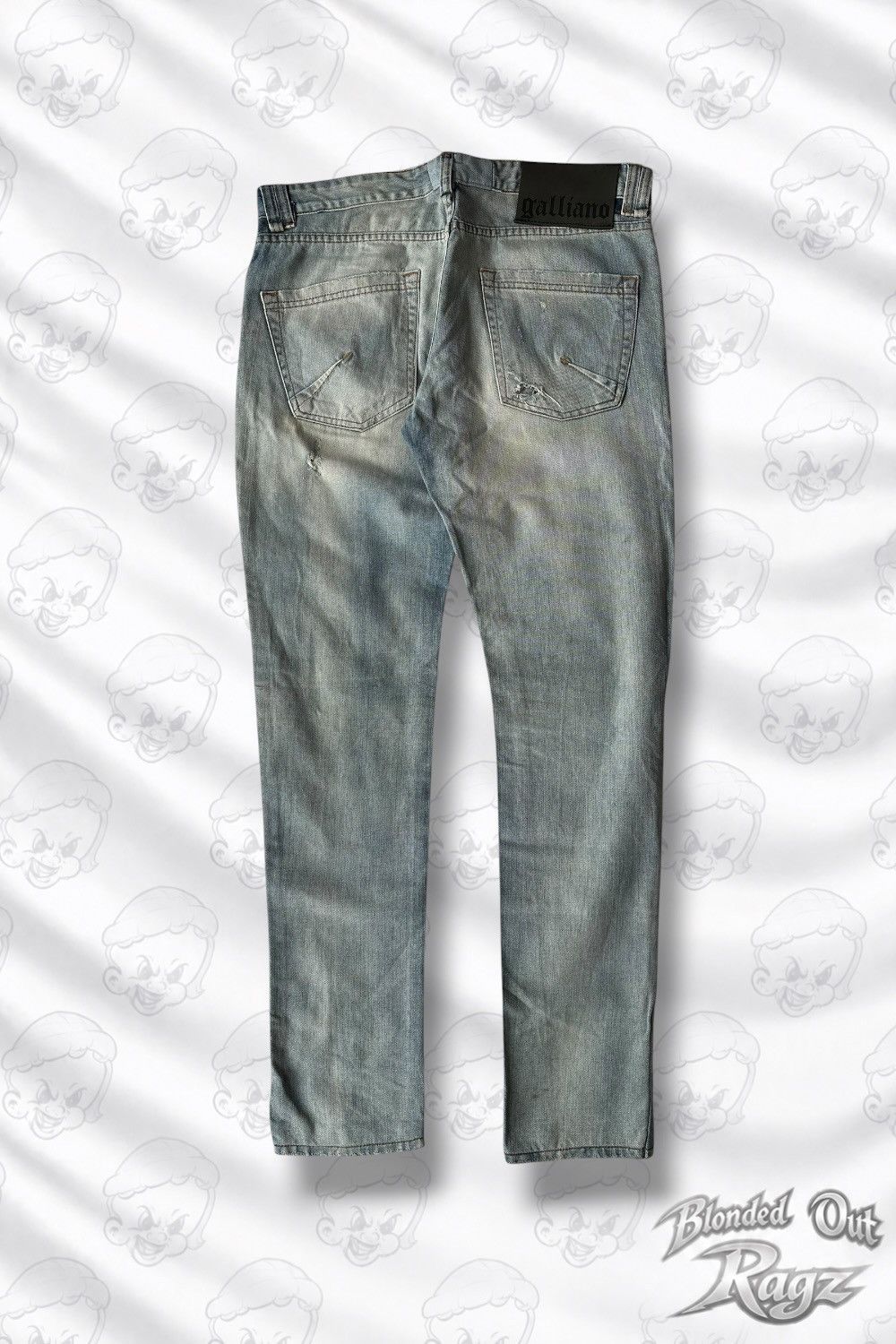 John Galliano Galliano Gazette Newspaper Light Blue Denim Size US 33 - 2 Thumbnail
