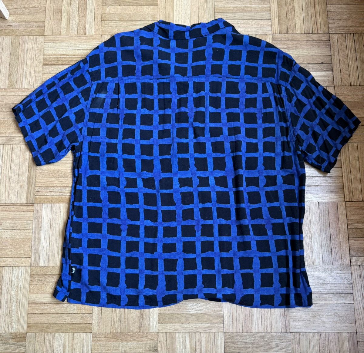 Stussy STUSSY NOMA HAND DRAWN GRID SHIRT BLACK/BLUE | Grailed