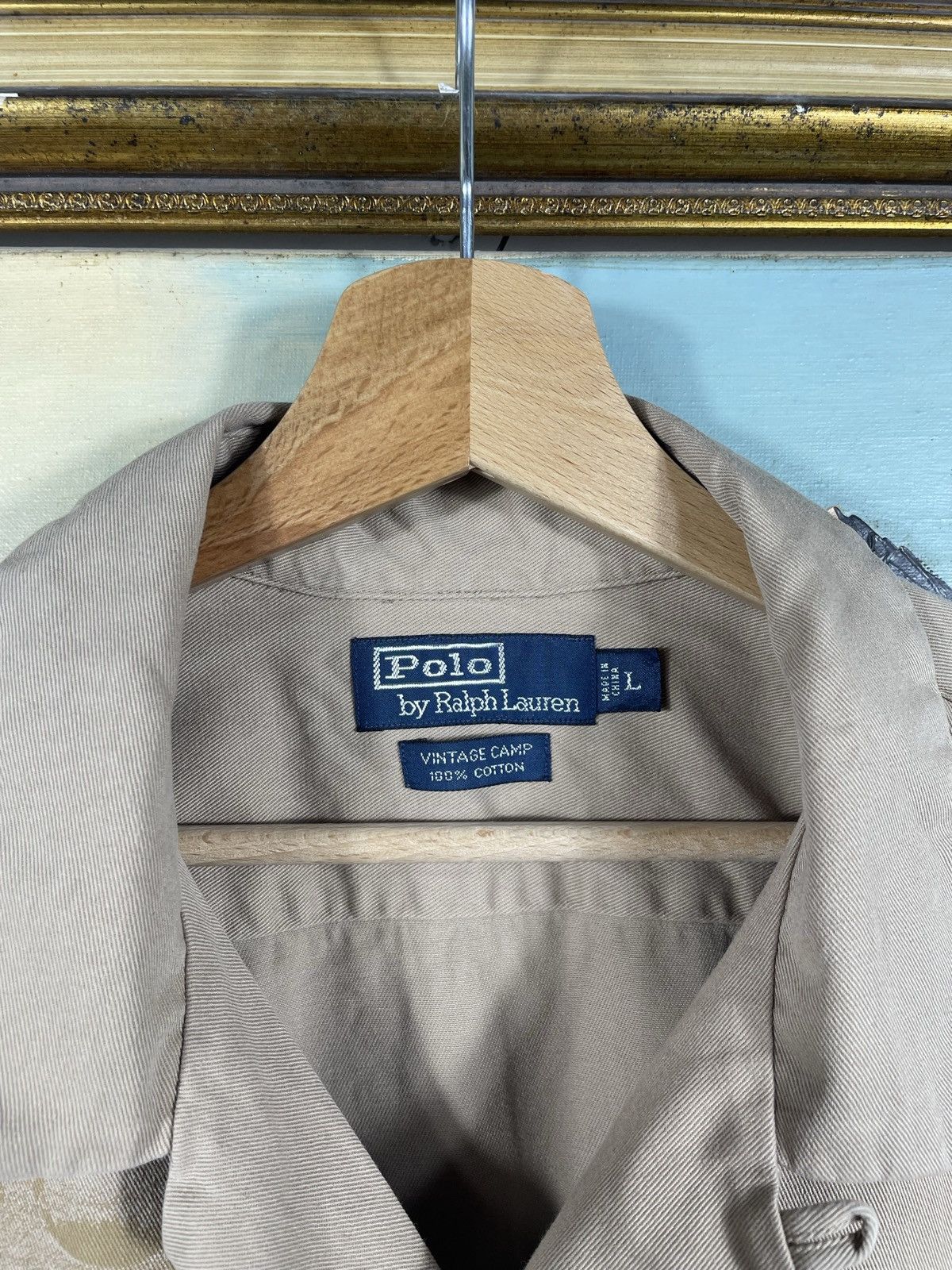 Polo Ralph Lauren × Ralph Lauren × Vintage Polo Ralph Lauren Biege Plam Tree Camp Vintage 90s Shirts Size US L / EU 52-54 / 3 - 7 Thumbnail