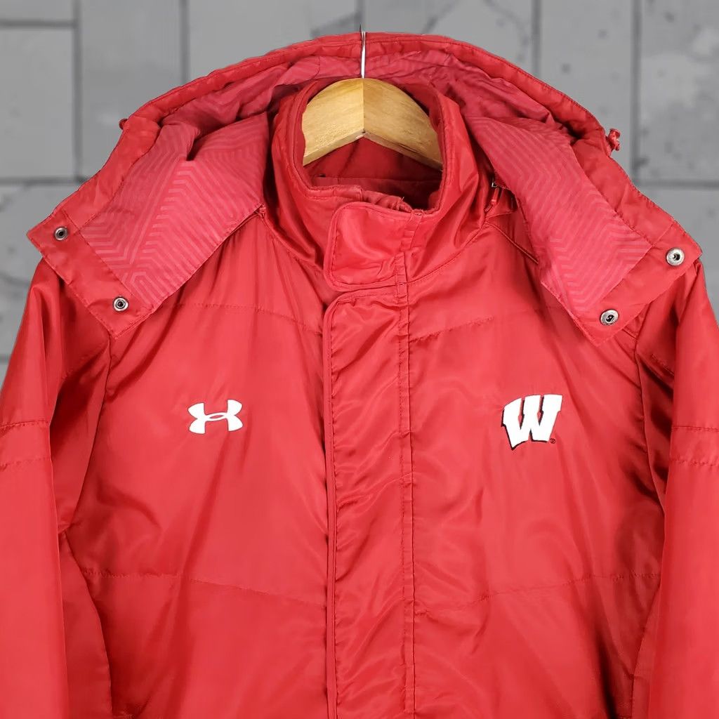 Under Armour Under Armour Wisconsin Mens Jacket Small Red Zip Hooded Insulated Storm 1 ColdGear Reactor Sideline Rainproof Windproof Puffer Coat - 100% Nylon Size US S / EU 44-46 / 1 - 1 Thumbnail