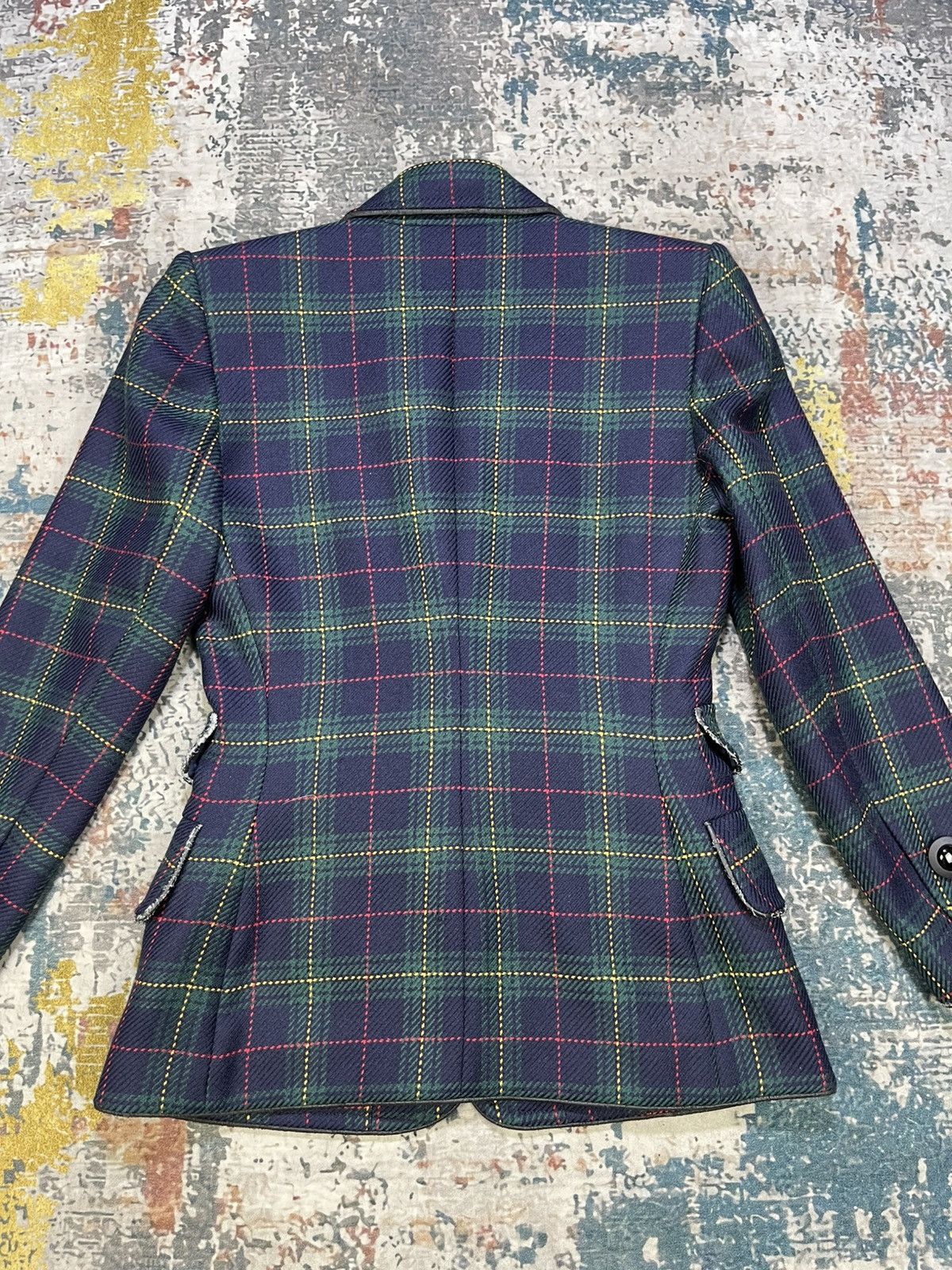 Yves Saint Laurent Yvest Saint Laurent Multicolor Plaid Blazer Jacket Size XXS / US 00 / IT 34 - 5 Thumbnail