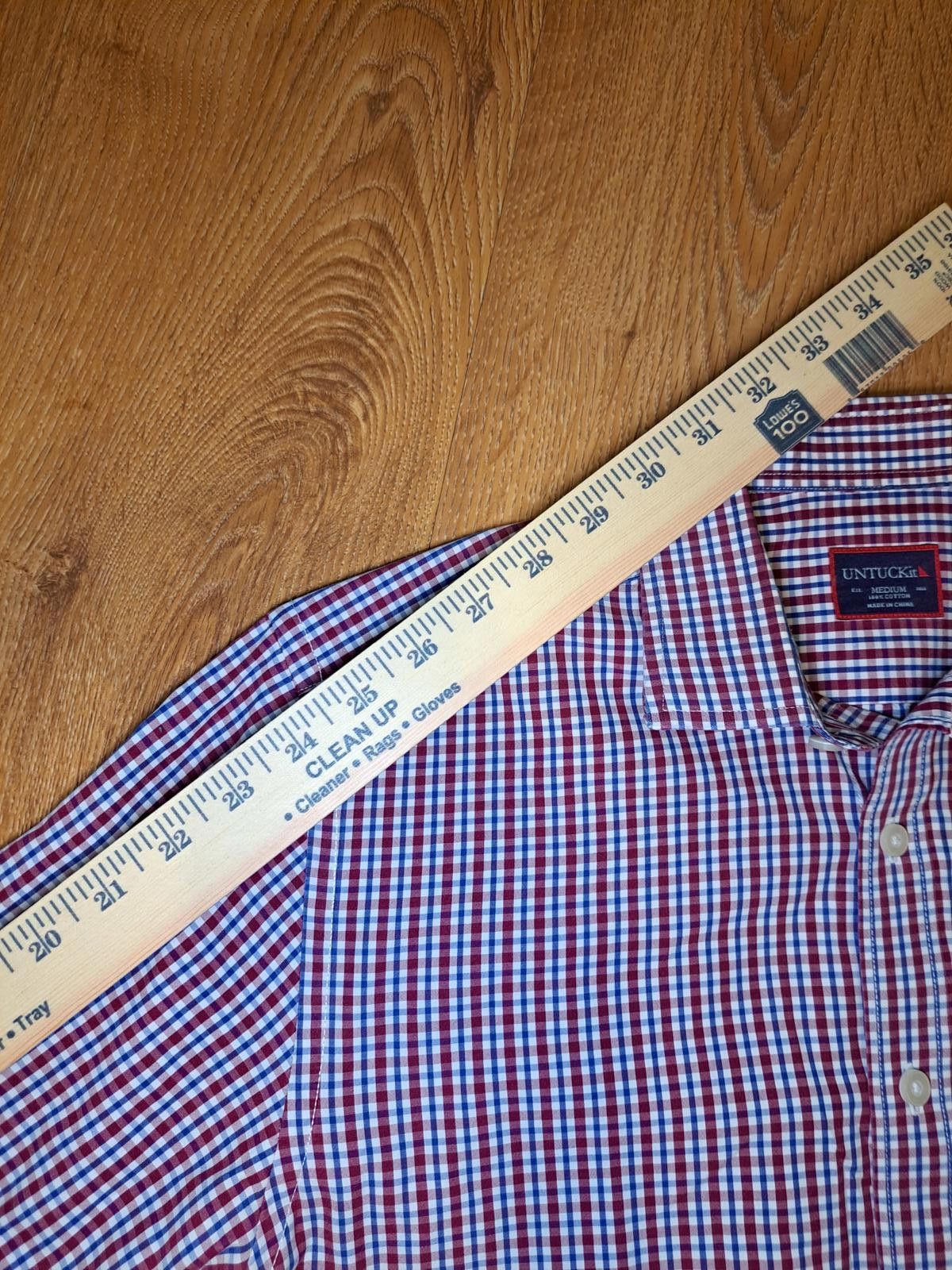 UNTUCKit Untuckit Dress Shirt Mens Medium Red Gingham Cotton Size 38R - 7 Thumbnail