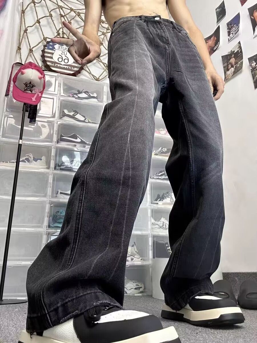 Vintage washed striped linear rare jeans