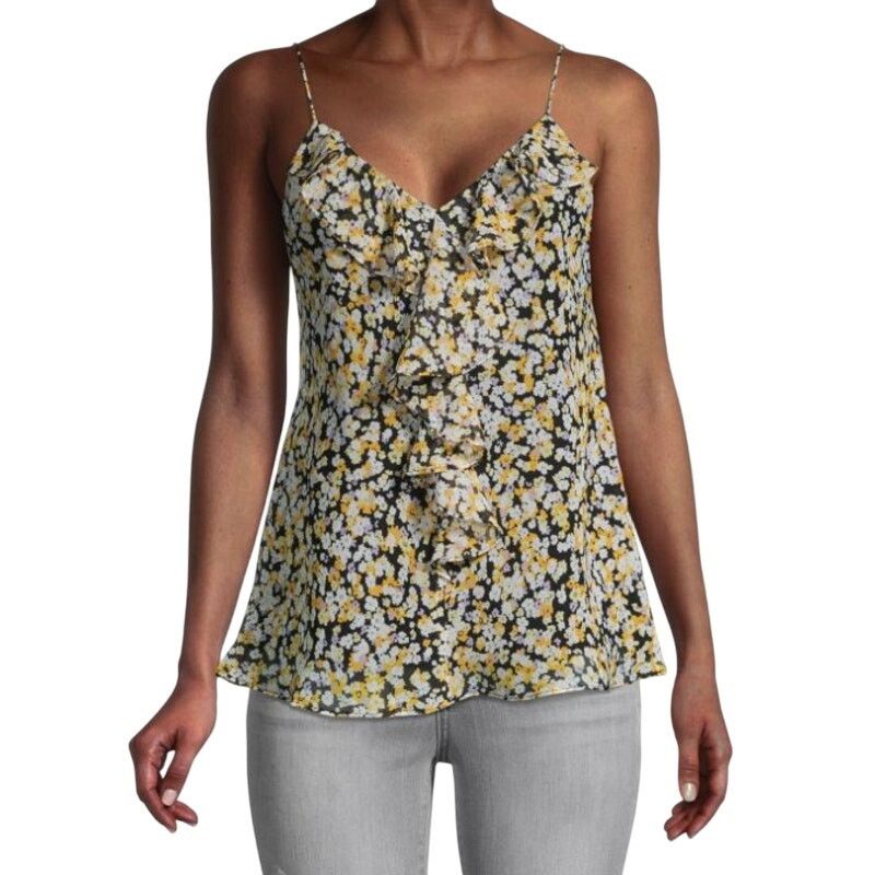Karl Lagerfeld Paris Floral Ruffle Slip Top in Floral Size L