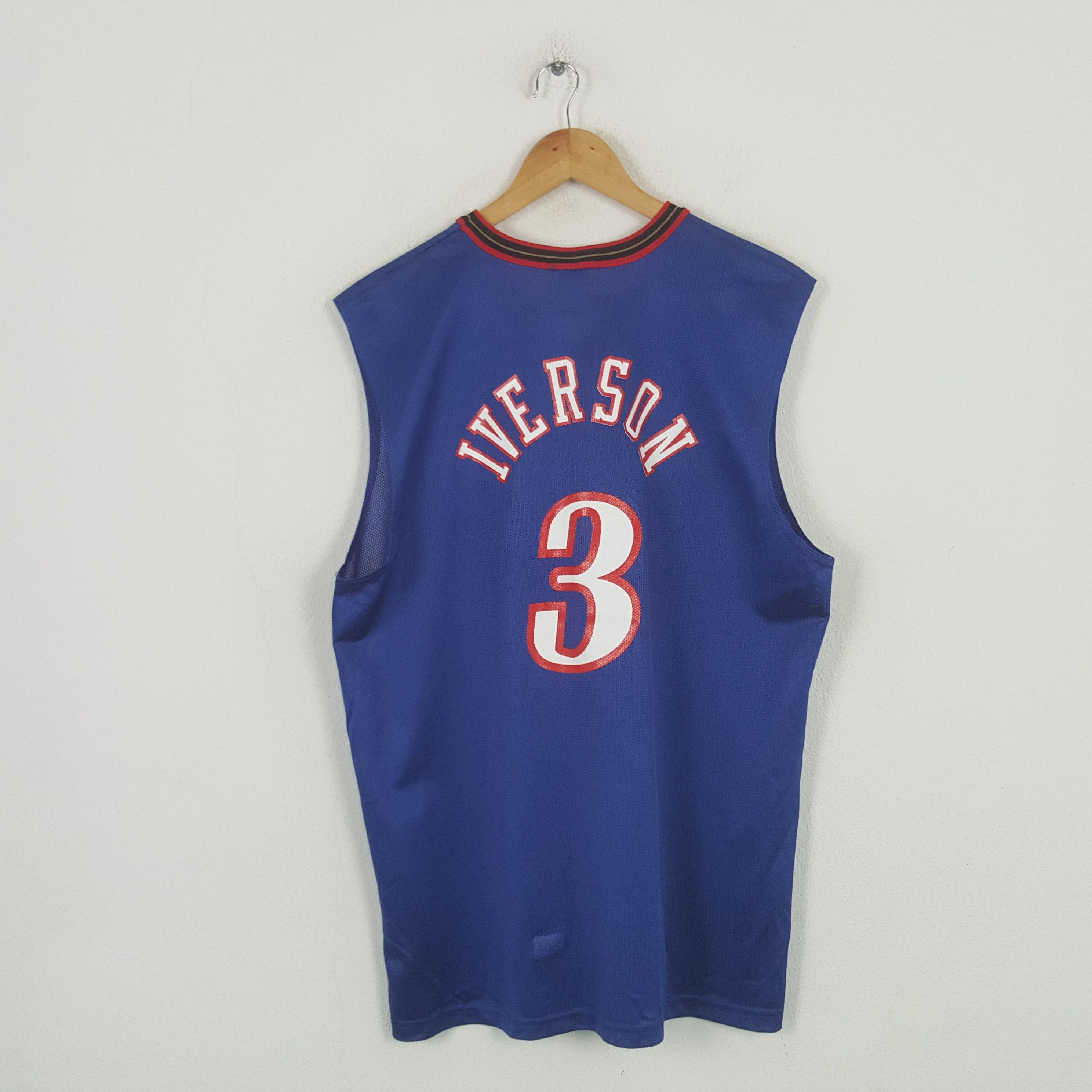 NBA Vintage Champion Sixers Allen Iverson Basketball Jersey RR5 Size US L / EU 52-54 / 3 - 3 Thumbnail