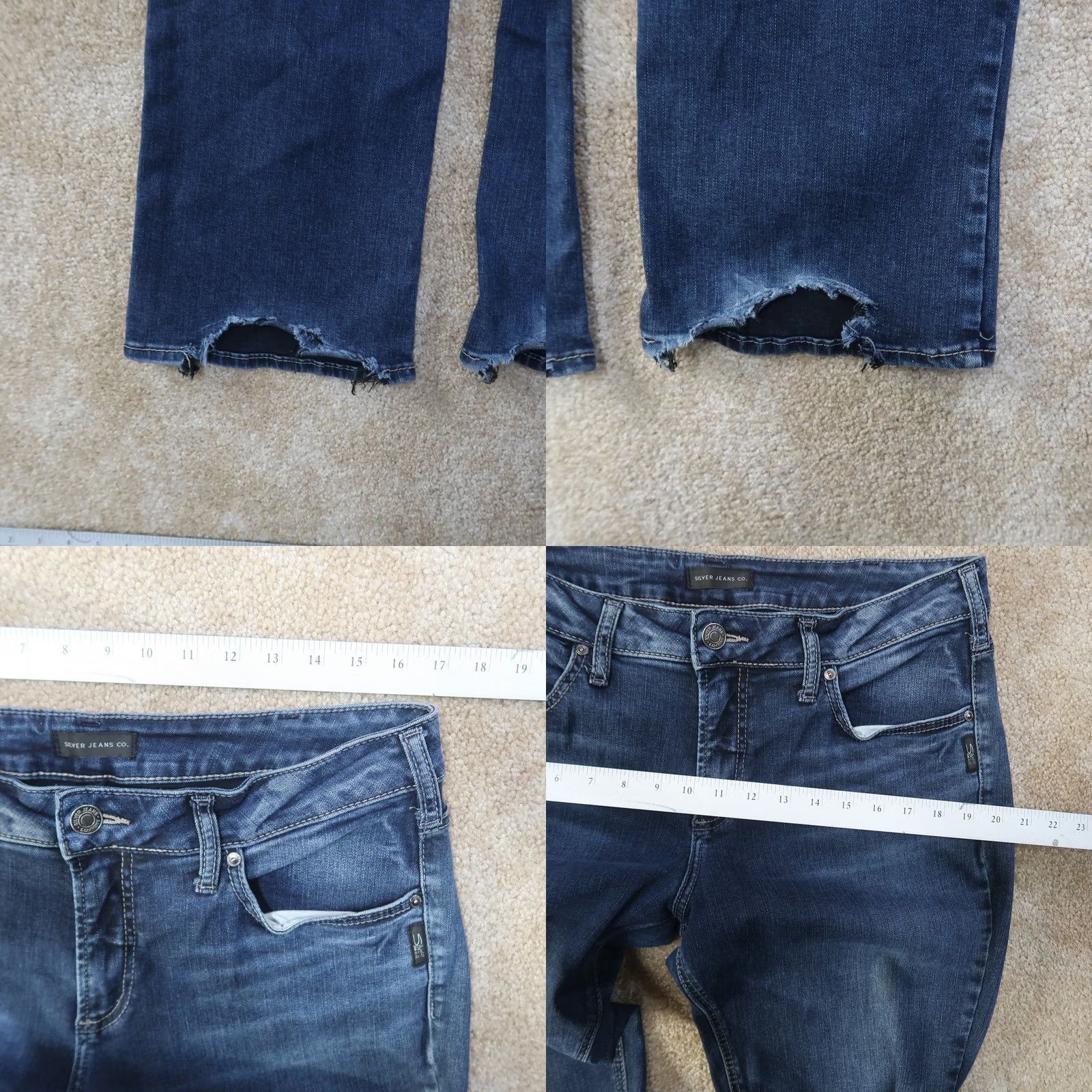 Silver Jeans Co. VINTAGE Silver Suki Mid Slim Bootcut Jeans Women 34x33 Blue Denim Pants Stretch Jeans Womens 34x33 Blue Denim Boots Cut Slim fit Size 24" / US 00 / IT 34 - 8 Thumbnail