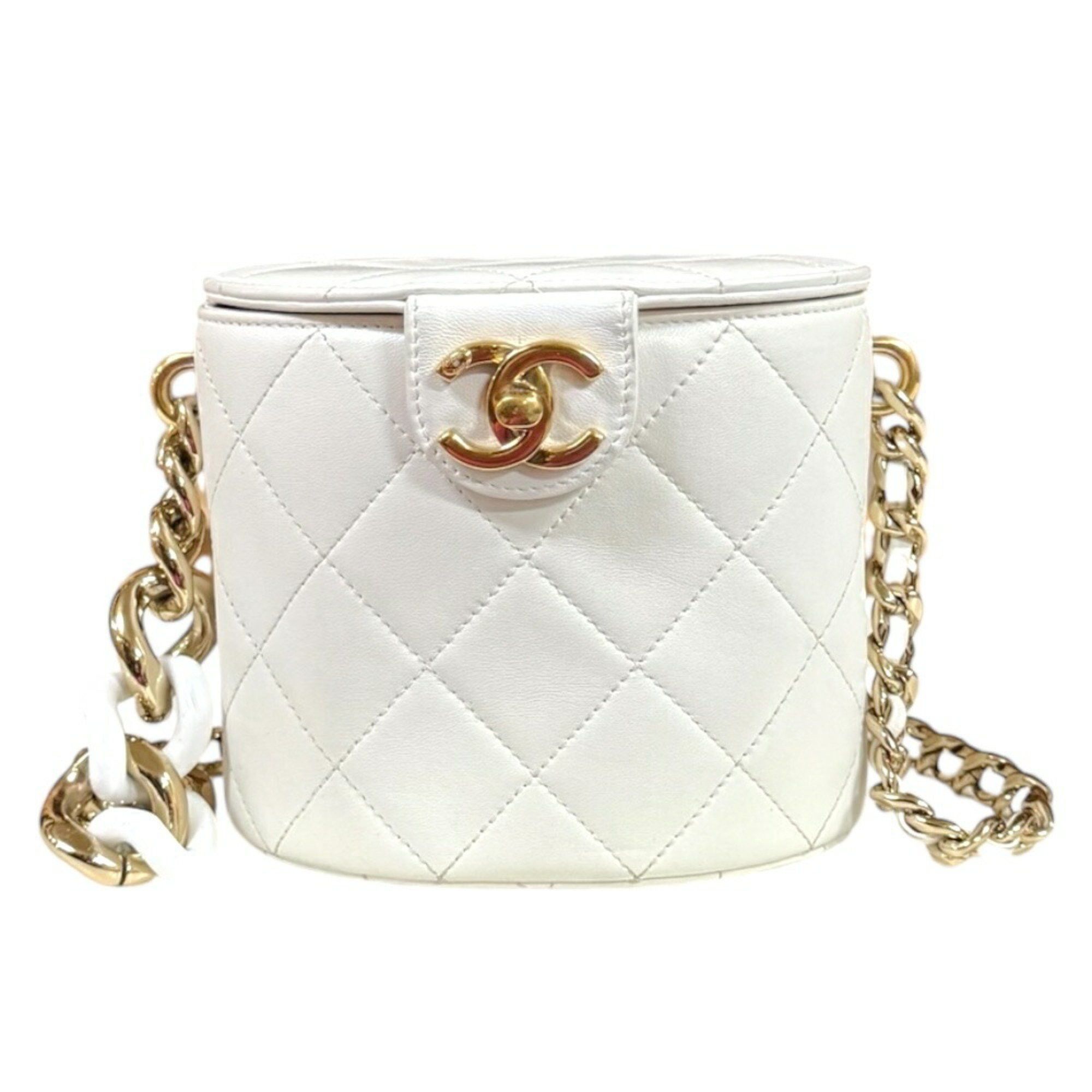 Chanel Chanel Vanity Bag Matelasse Shoulder Leather White Women's CHANEL Chain Size ONE SIZE - 1 Thumbnail