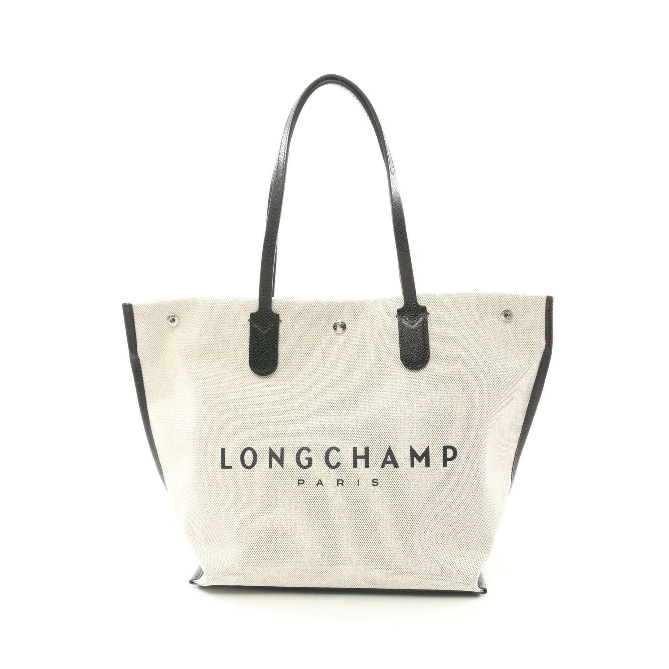 Longchamp Longchamp Essential L Shoulder Bag Tote Canvas Leather Light Beige Black Size ONE SIZE - 1 Thumbnail