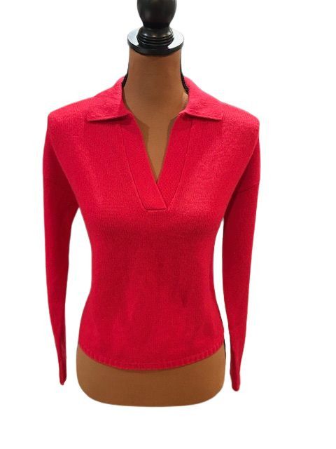 AQUA AQUA Cashmere Long Sleeve Collared Polo Sweater in Red Size S / US 4 / IT 40 - 1 Thumbnail