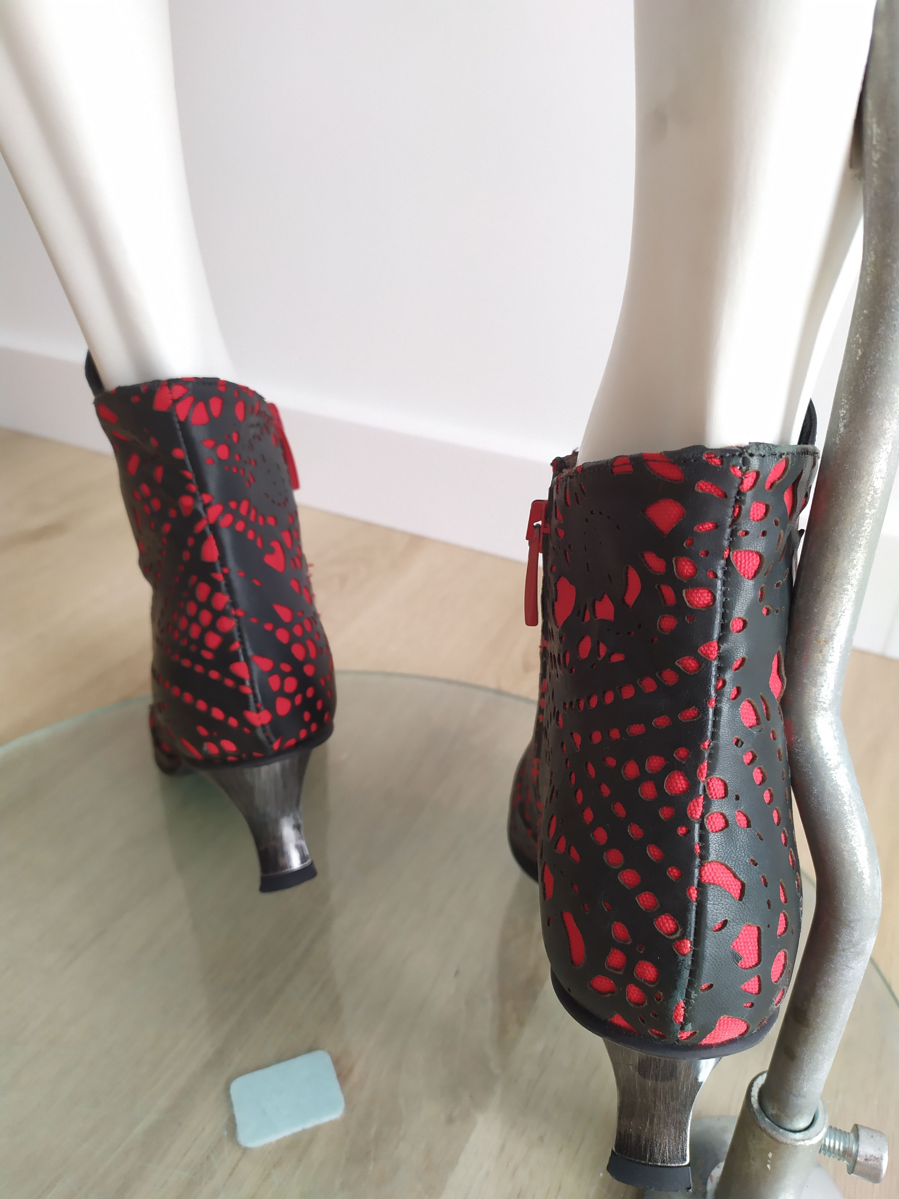 The Difference Lisa Tucci Unique Red Trani Ankle Boot with Laser Cut Detail Size US 7 / IT 37 - 6 Thumbnail