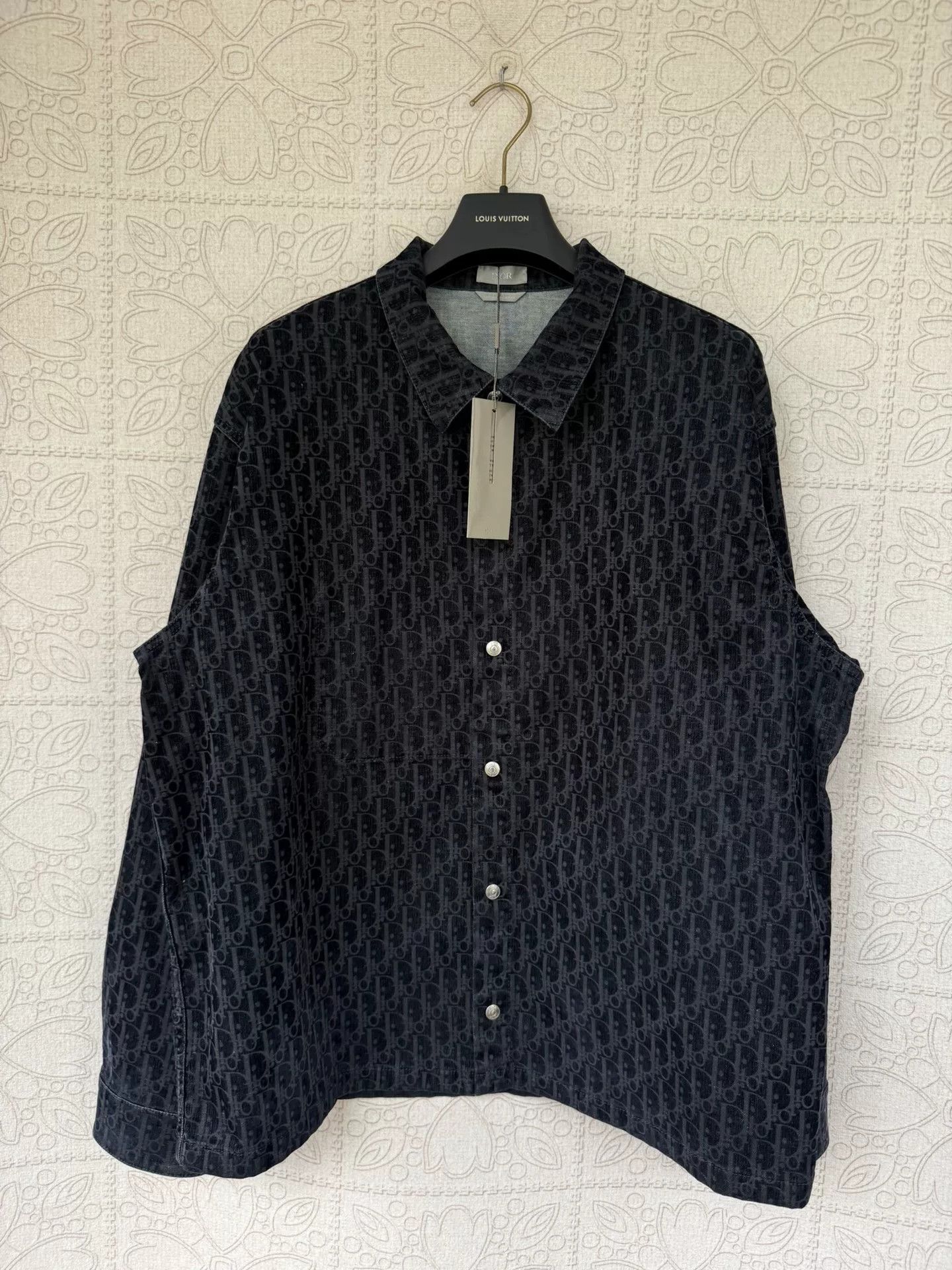 Dior black velvet printed denim shirt size 54 Size US XXL / EU 58 / 5 - 1 Thumbnail