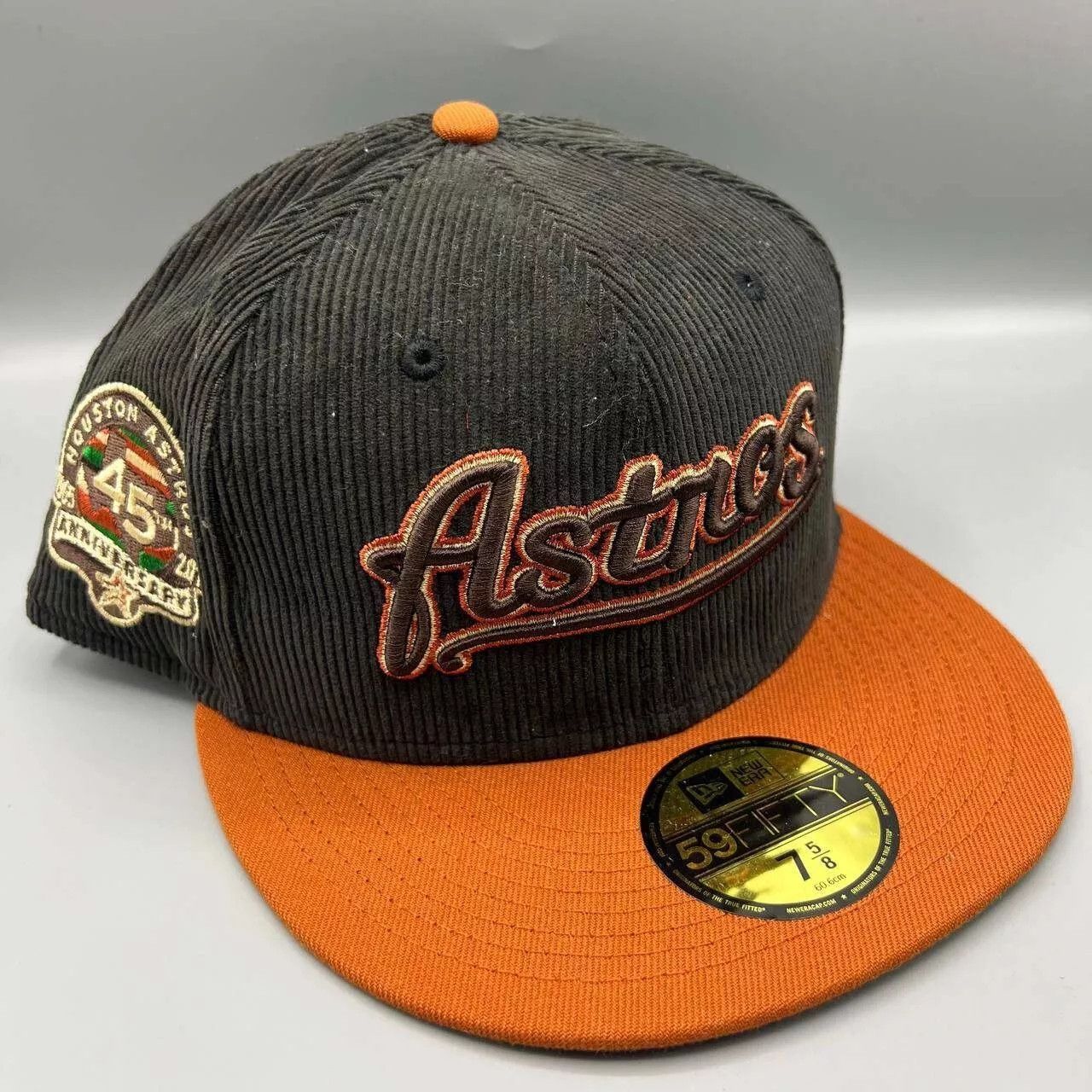 New Era Houston Astros Hat Men 7 5/8 Black Green Corduroy MLB Fitted Size ONE SIZE - 1 Thumbnail