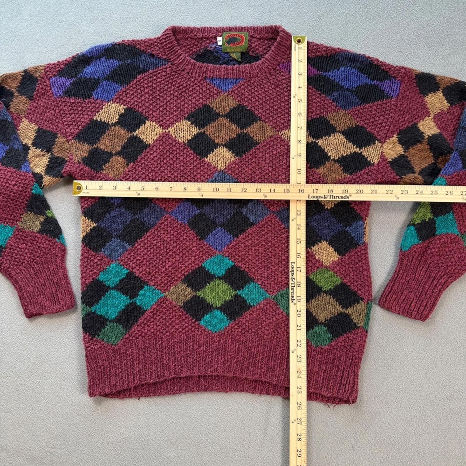 Boston Traders Boston Traders Mens Argyle Knit Sweater Chunky Burgundy Size US S / EU 44-46 / 1 - 2 Thumbnail