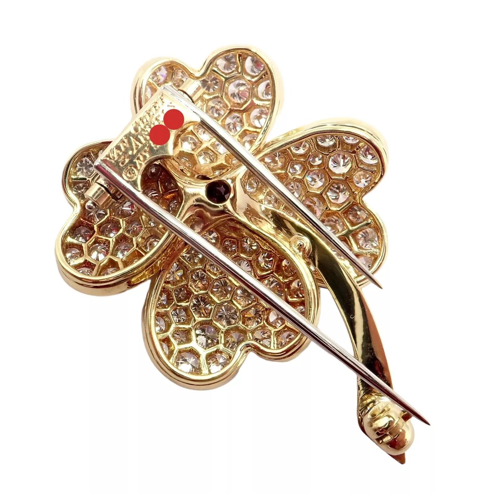 Van Cleef & Arpels 18k Yellow Gold Diamond Ruby Brooch Pendant Size ONE SIZE - 11 Thumbnail