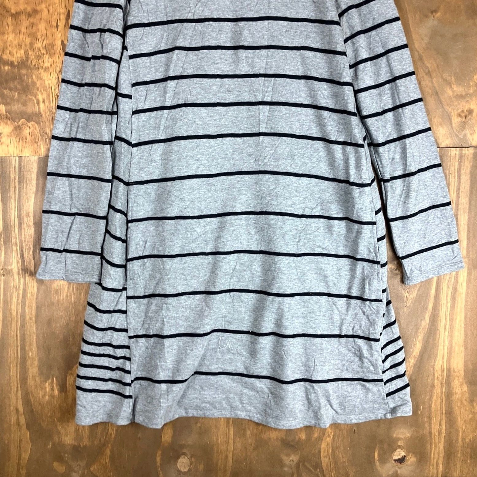 Vintage J Jill Women Dress Gray Black Striped Long Sleeve Tunic Pocket Modal Blend M Knit Sweater Dress Casual Workwear Size M / US 6-8 / IT 42-44 - 3 Thumbnail