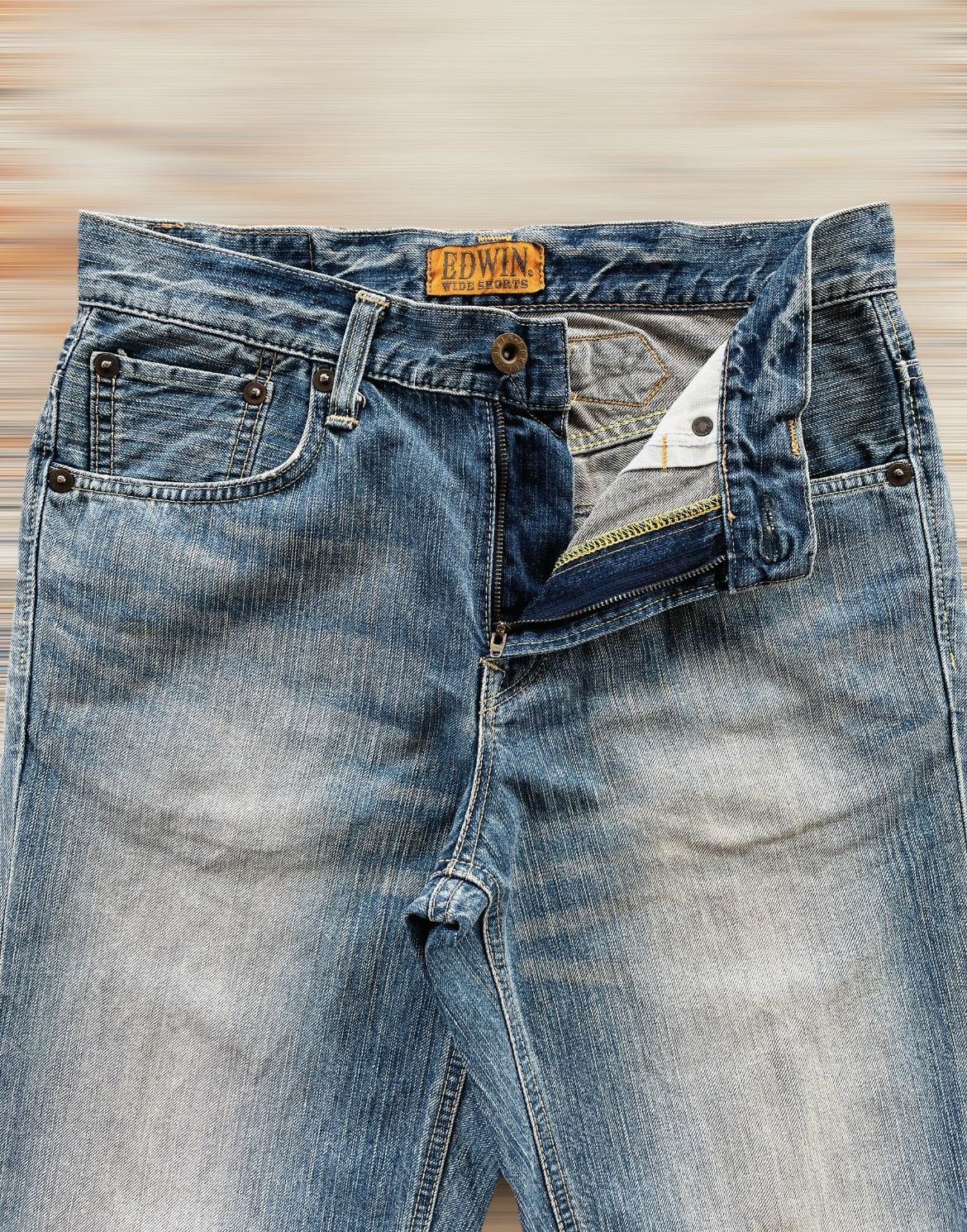 Edwin × Japanese Brand EDWIN WIDE SHORT BUCKLE BACK JEANS Size US 32 / EU 48 - 5 Thumbnail