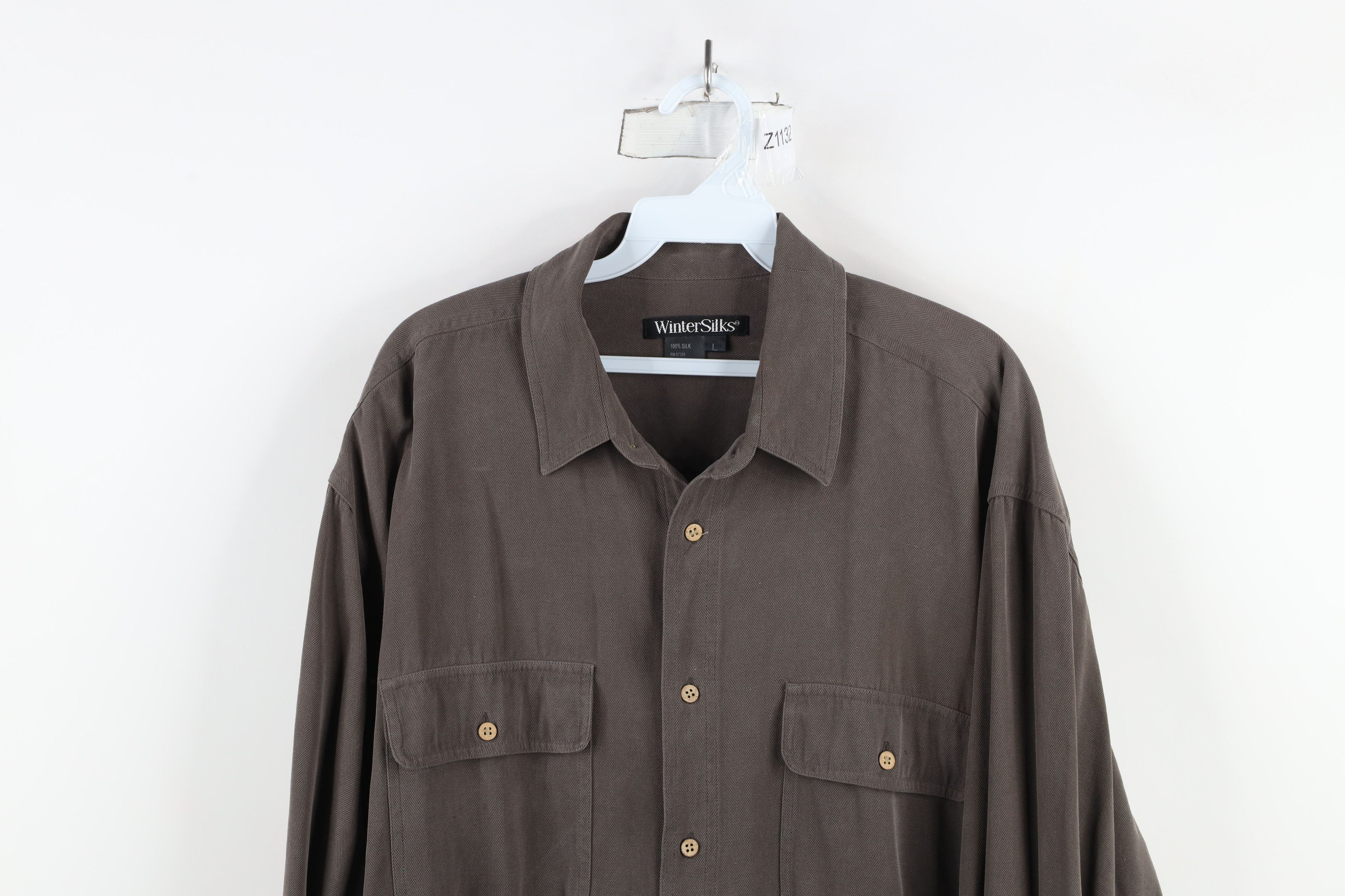 Vintage Vintage 90s Streetwear Herringbone Collared Button Shirt Size US L / EU 52-54 / 3 - 2 Thumbnail