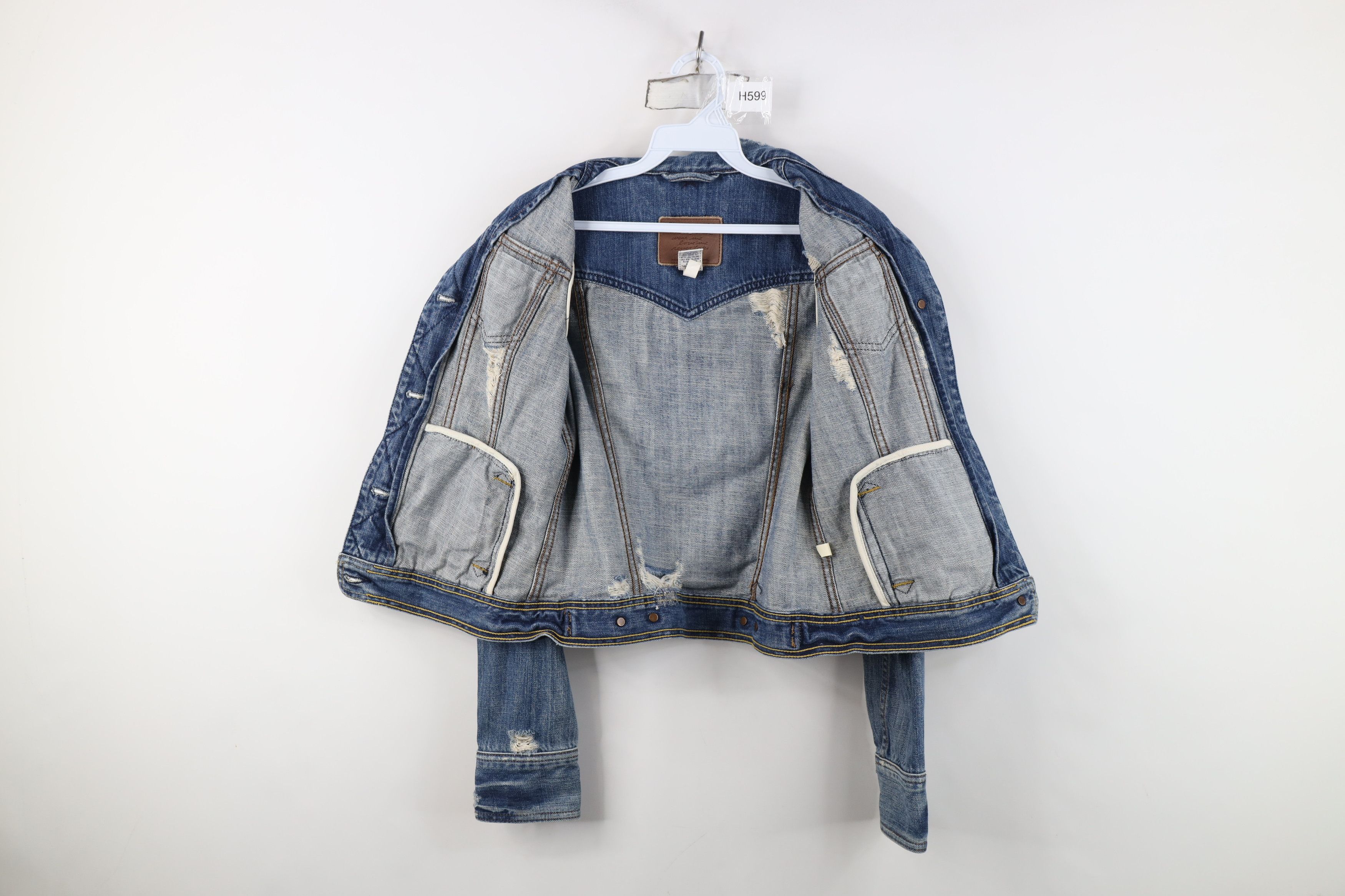Abercrombie & Fitch Vintage 90s Y2K Abercrombie & Fitch Denim Trucker Jacket Size S / US 4 / IT 40 - 10 Thumbnail