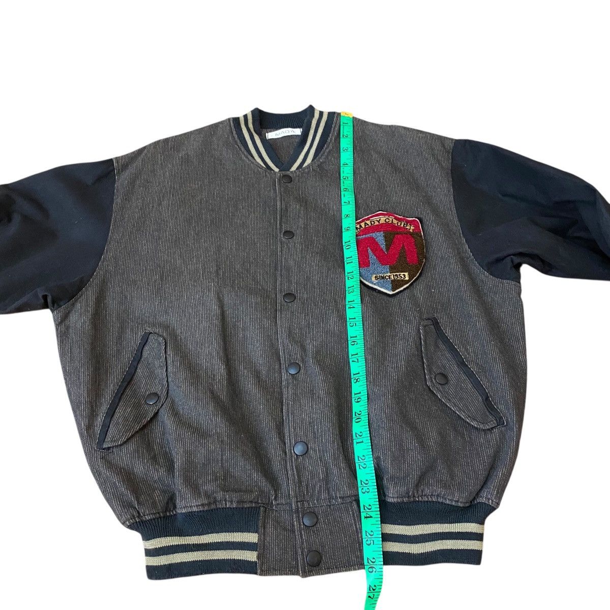 Japanese Brand Vintage Mady Club Varsity Jacket L Size Grey/Black Colour Size US L / EU 52-54 / 3 - 16 Thumbnail