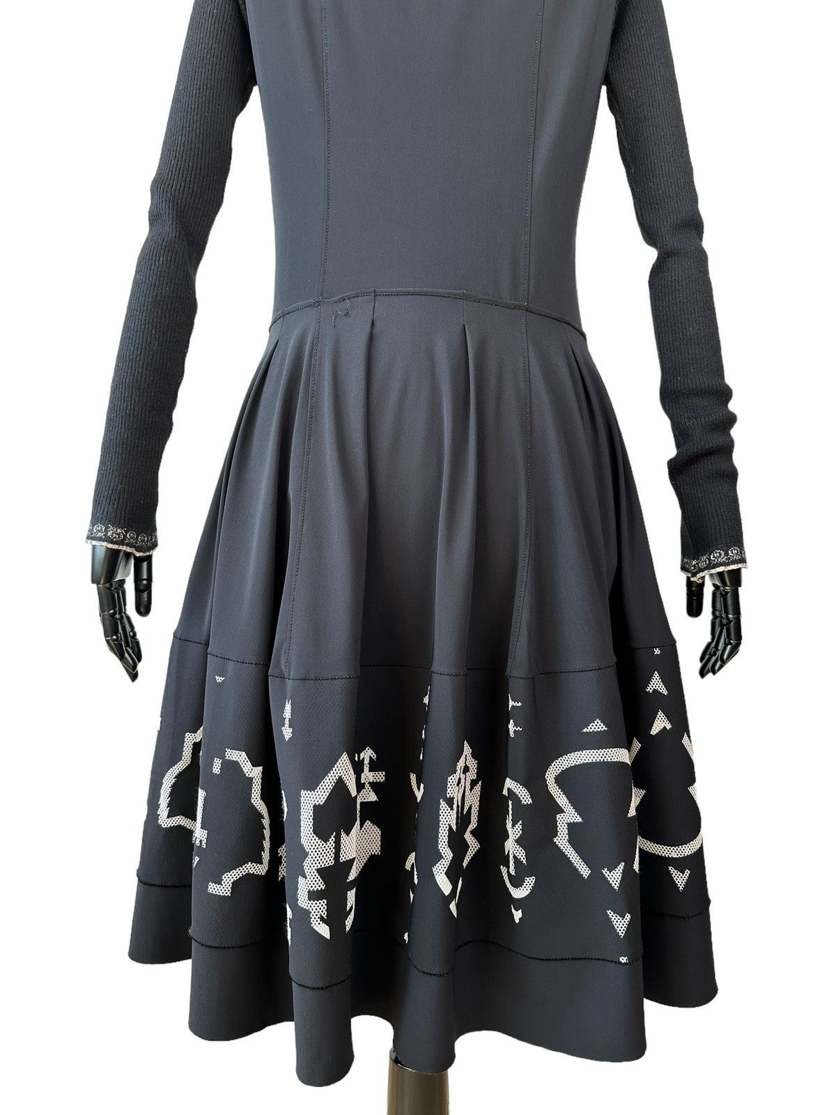 Marithe + Francois Girbaud MARITHE FRANCOIS GIRBAUD Geometric Flared Black Midi Dress Size XL / US 12-14 / IT 48-50 - 7 Thumbnail