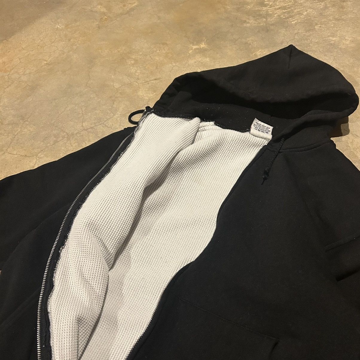 Unsound Rags × Vintage Crazy Vintage 90s Black Thermal Lined Double Face Zip Hoodie Size US L / EU 52-54 / 3 - 5 Thumbnail