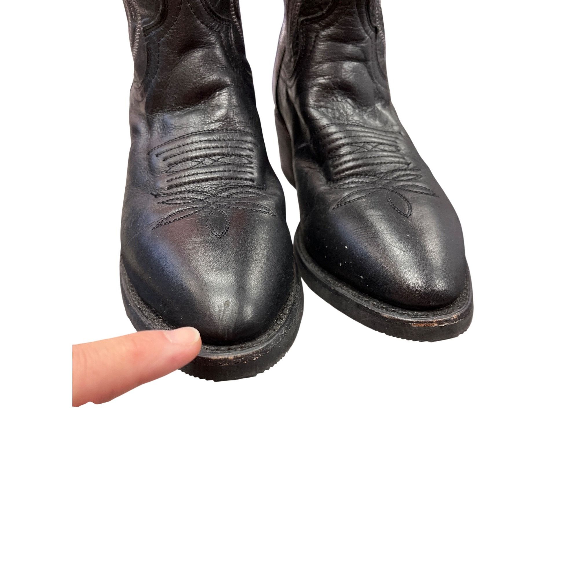 Justin Justin Mens black leather western mid calf boots sz 9.5D SKU Size US 9.5 / EU 42-43 - 14 Thumbnail