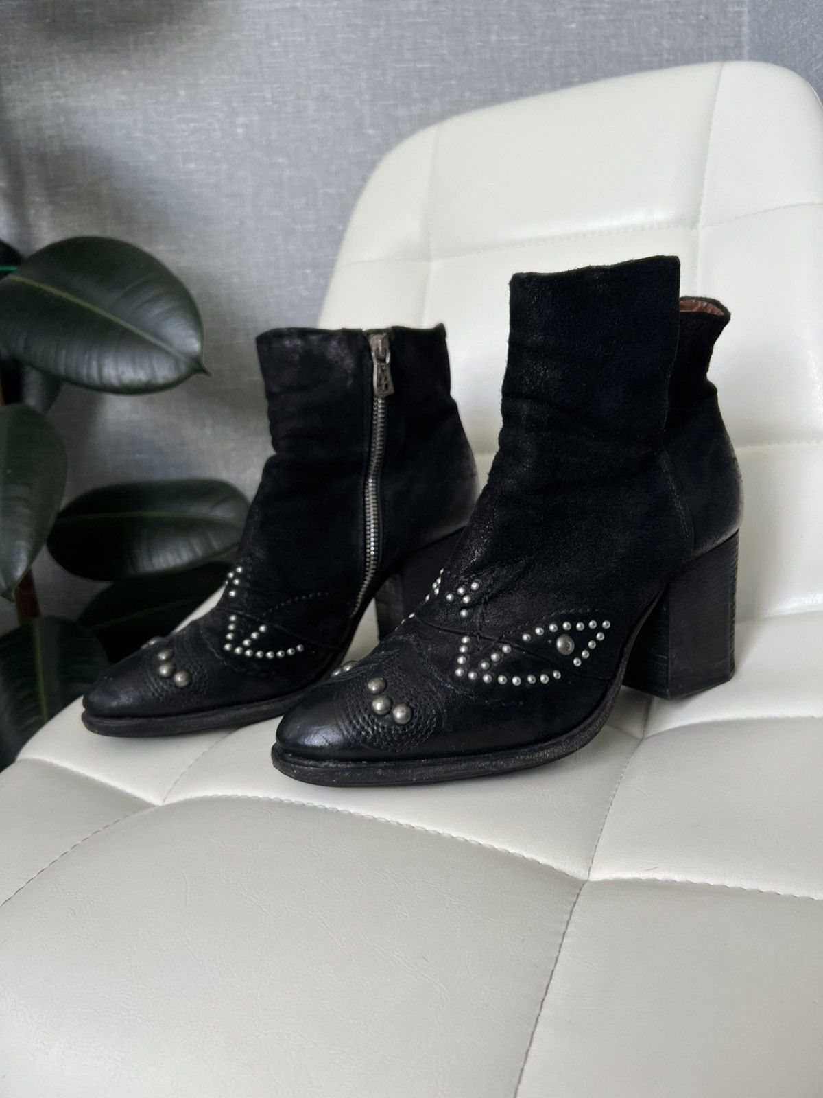 A.S.98 A.S.98 Western Style Studded Suede Leather Ankle Boots Sz 39 Size US 9 / IT 39 - 1 Thumbnail