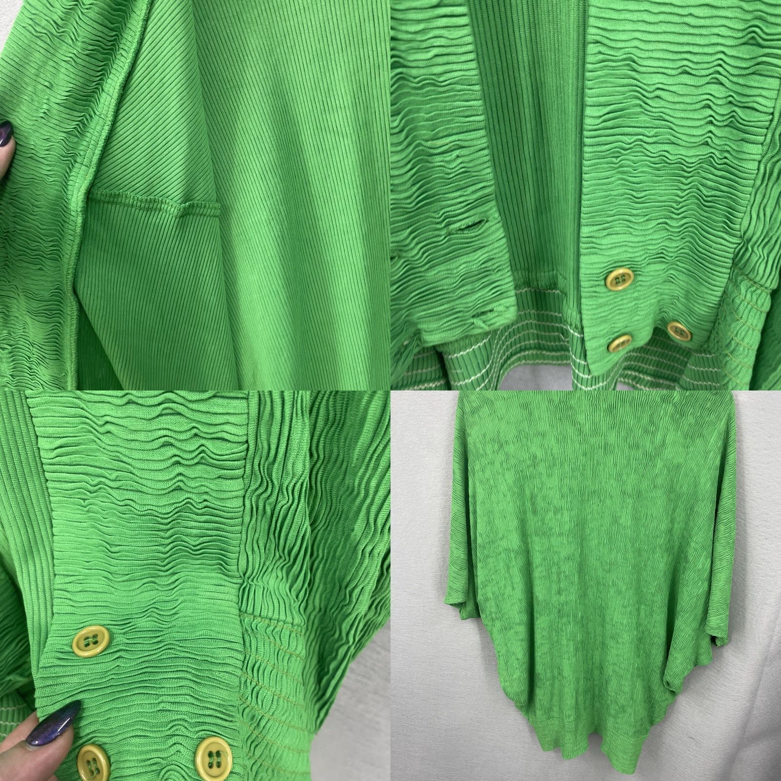 Vintage VTG Irene Kasmer Cardigan Womens M Green 1970s Vintage Secretary/Geek Dolman Sleeve Kimono Ribbed Cottagecore Shirt Mens/Womens Size M / US 6-8 / IT 42-44 - 8 Thumbnail