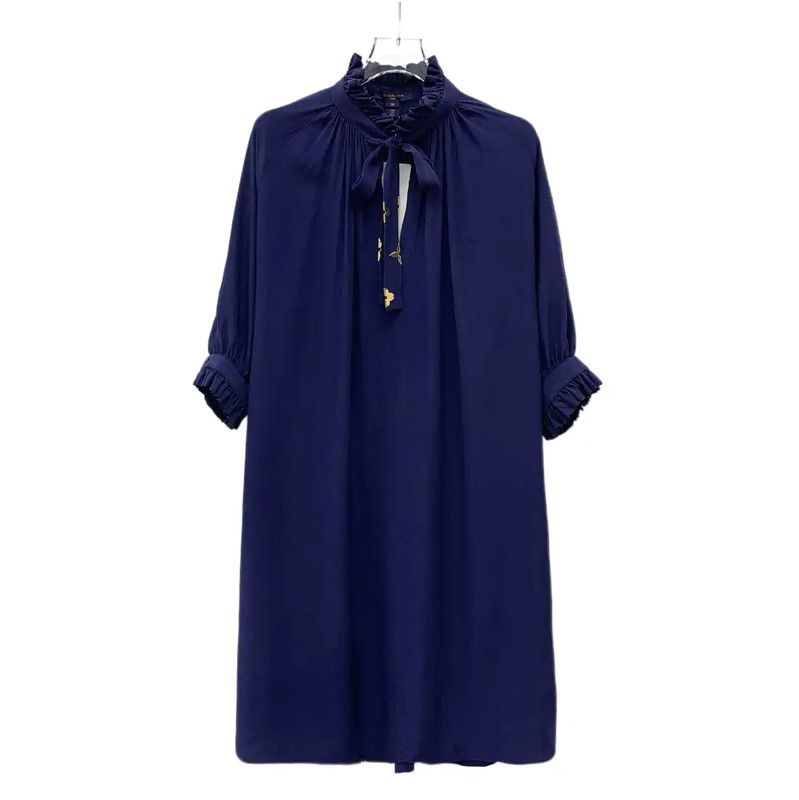 Louis Vuitton Louis Vuitton Women's Silk Dress in Deep Blue 0089 Size S / US 4 / IT 40 - 1 Thumbnail