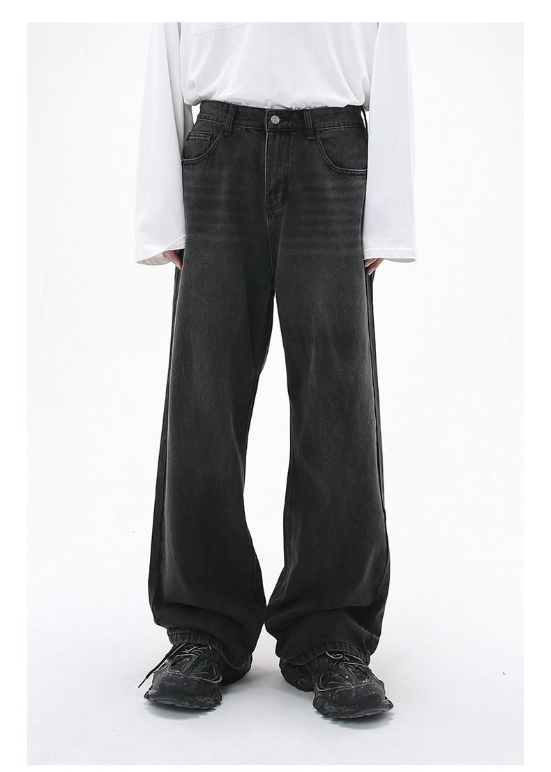 Japanese Brand × Jean Black grey loose straight wide-leg washed jeans Size US 32 / EU 48 - 2 Thumbnail