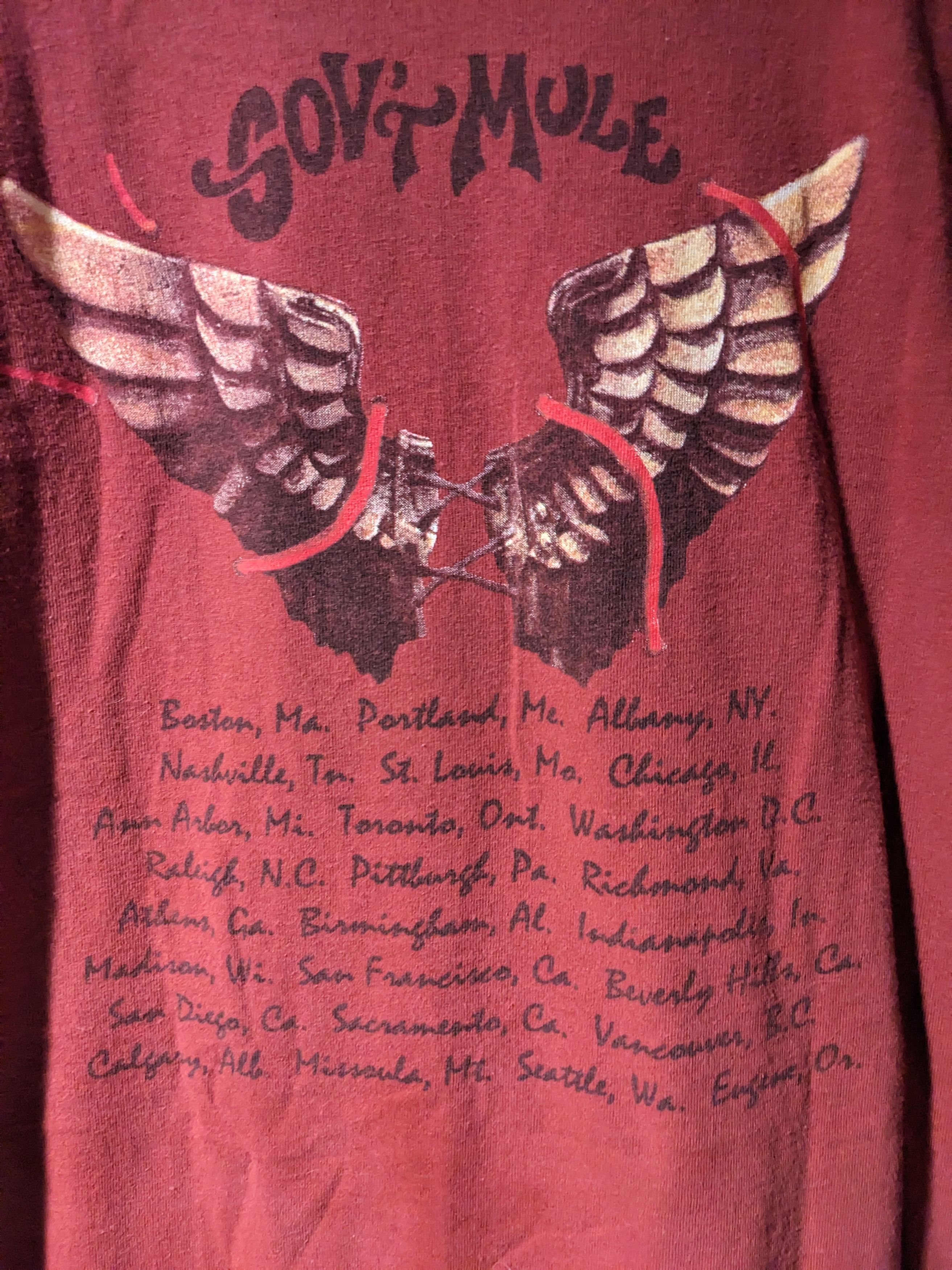 Band Tees × Vintage Vintage Gov't Mule Deja Voodoo Band Tour Red X-Large T-Shirt Size US XL / EU 56 / 4 - 7 Thumbnail