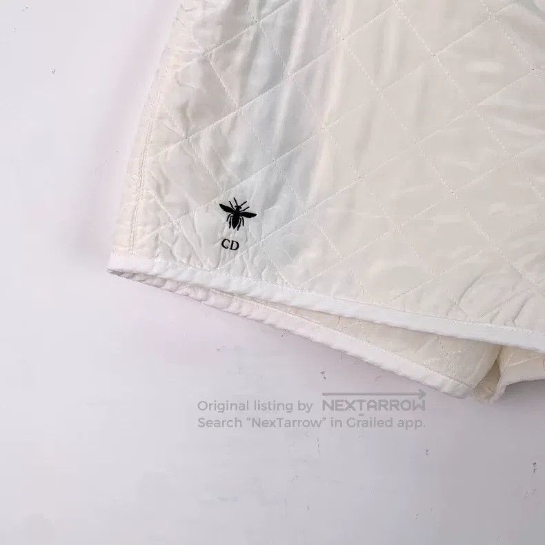 Dior Dior White diamond plaid bee embroidered mulberry silk cas Size 25" / US 0 / IT 36 - 4 Thumbnail