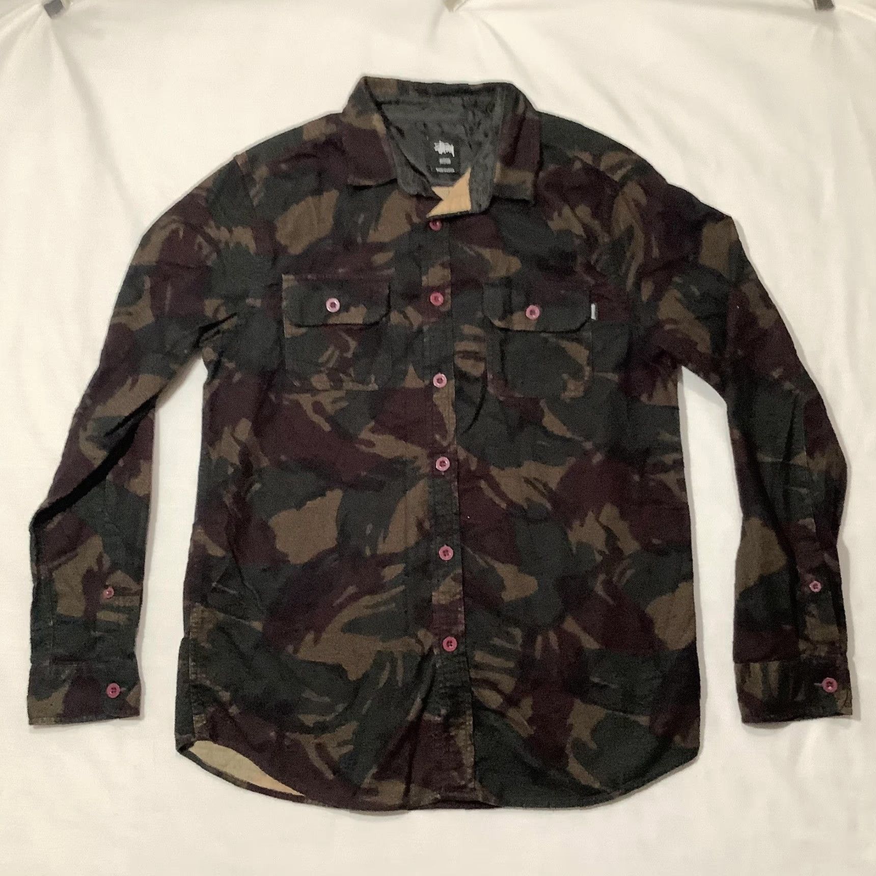 Vintage Stussy Shirt Mens M Green Camo Flannel Long Sleeve Button Front Casual Size US M / EU 48-50 / 2 - 2 Thumbnail
