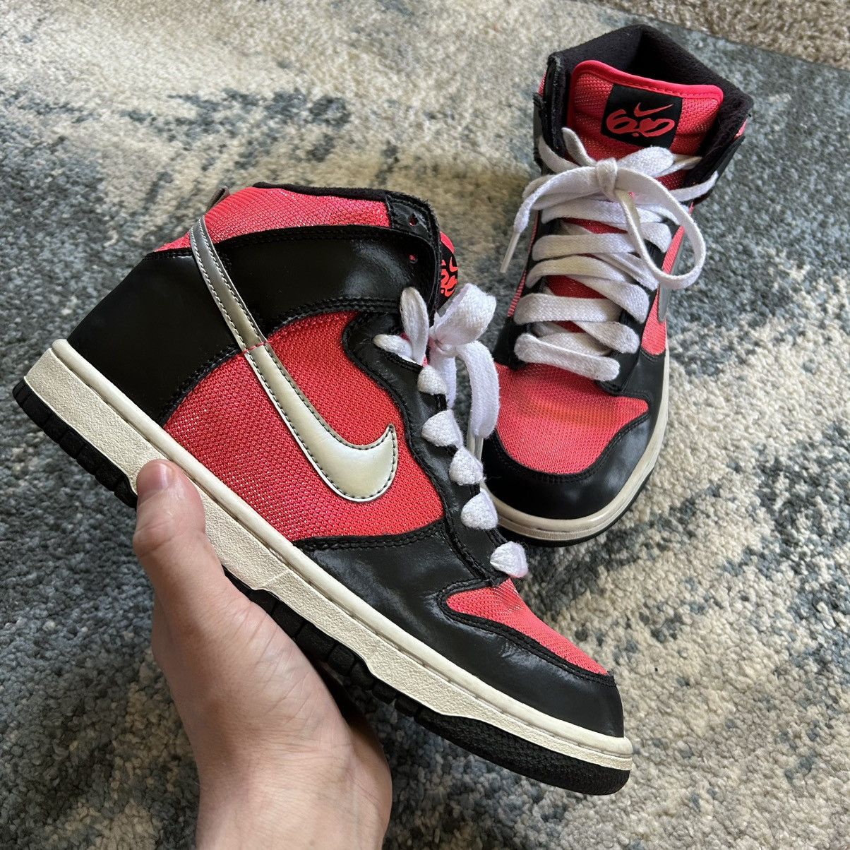 Nike × Vintage 342257-605 2011 NiKE 6.0 DUNK Hi BLACK SATiN HOT PiNK CANVAS Size US 9 / IT 39 - 2 Thumbnail