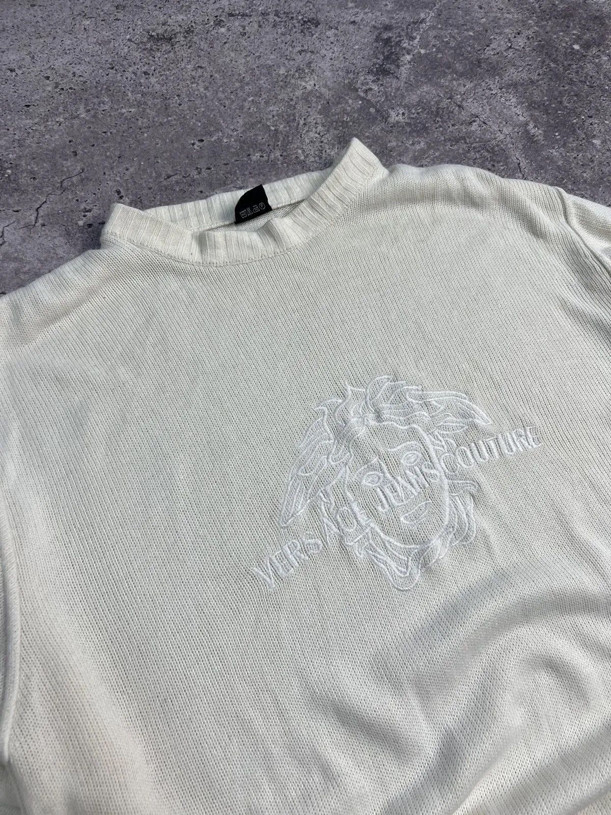 Versace Jeans Couture × Vintage Vintage Versace Jeans Couture Distressed Striped Sweater Y2K Size US XL / EU 56 / 4 - 5 Thumbnail