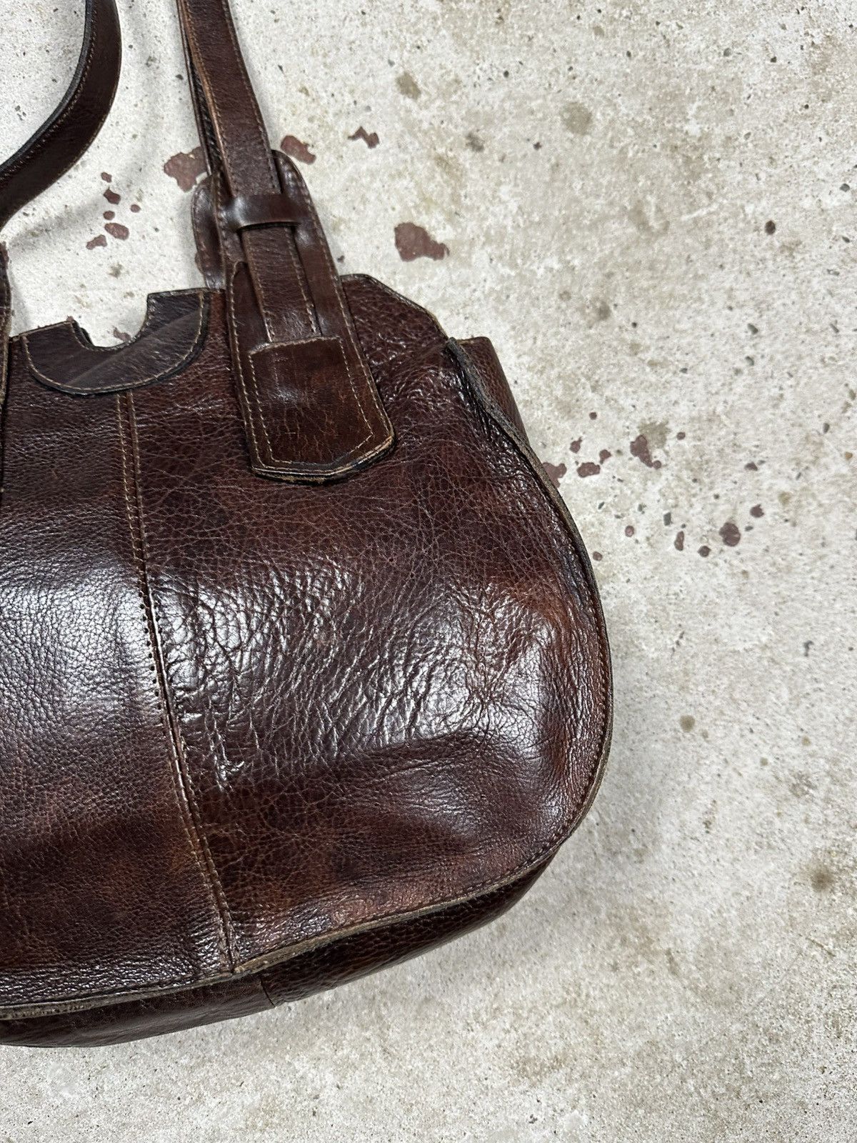 Vintage Vintage 90s Brown Utility Genuine Leather Hand Bag rare usa Size ONE SIZE - 10 Thumbnail