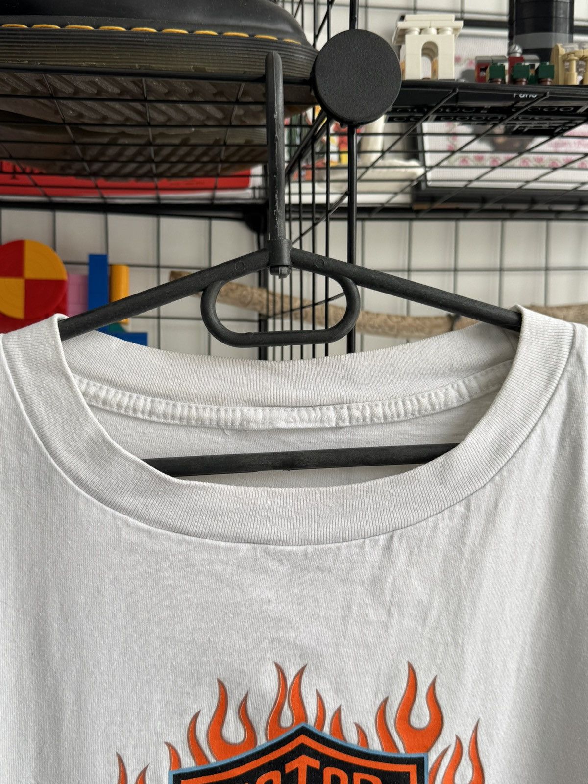 Harley Davidson 🔥Vintage Harley Davidson Fire White T-shirt Size US L / EU 52-54 / 3 - 5 Thumbnail