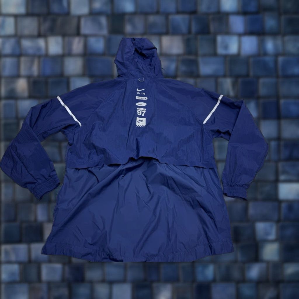 VINTAGE Nike Air Jacket Mens 2XL Blue Windbreaker Coat Hooded Side Zip Zip Closure Hooded Lightweight Pockets 90s Nike Air Mens Jacket Jacket