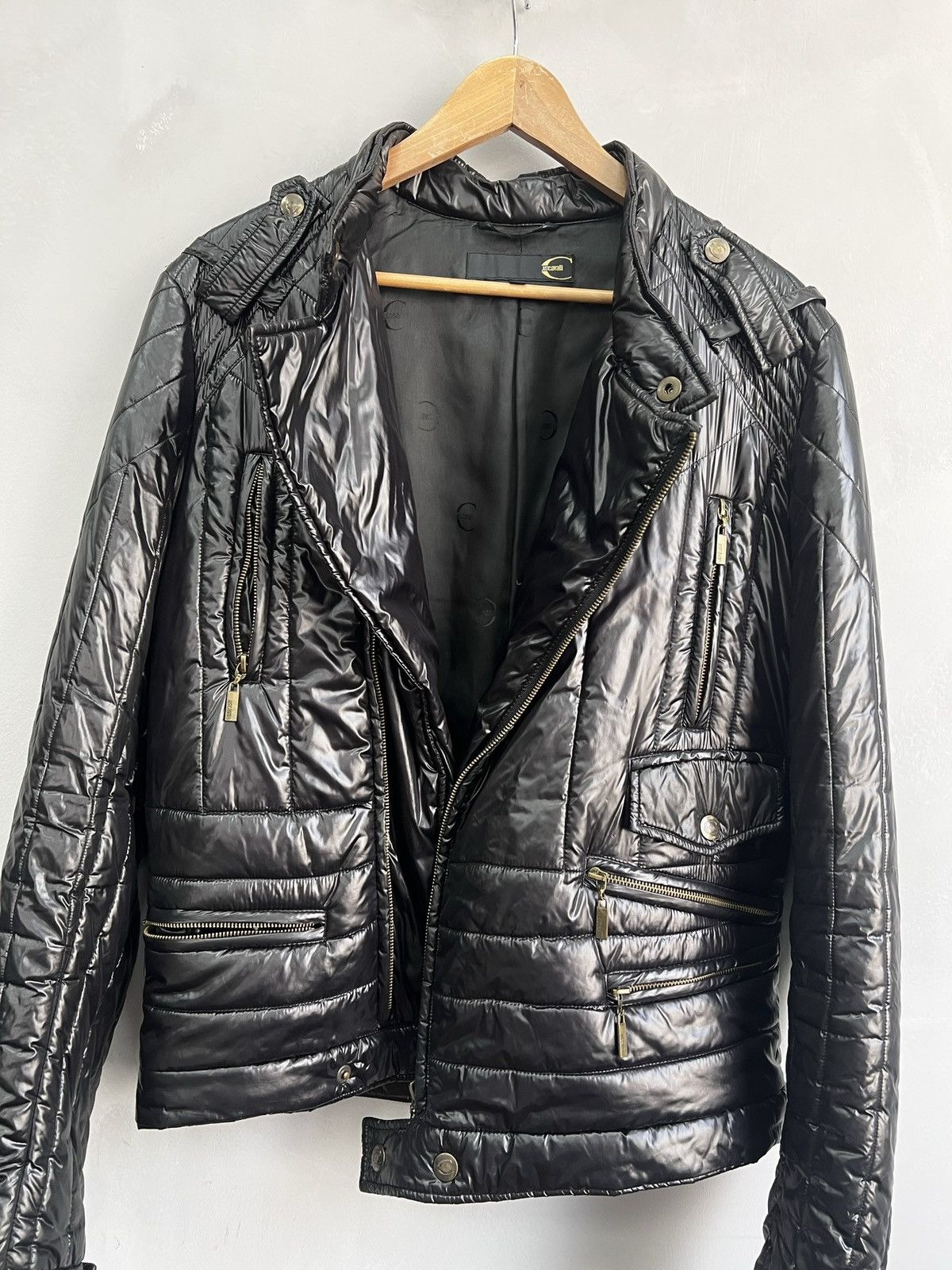 Designer VINTAGE BIKER ROBERTO CAVALLI JACKET LEATHER NYLON BONDAGE Size US XL / EU 56 / 4 - 9 Thumbnail